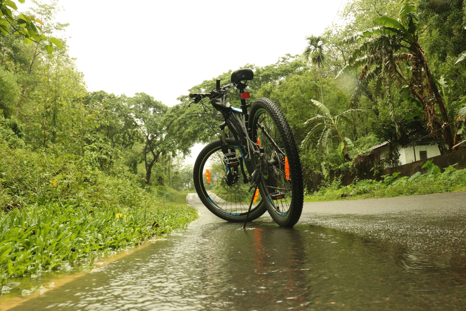 Canon EOS 200D (EOS Rebel SL2 / EOS Kiss X9) sample photo. Cycling, wet road, rainy photography