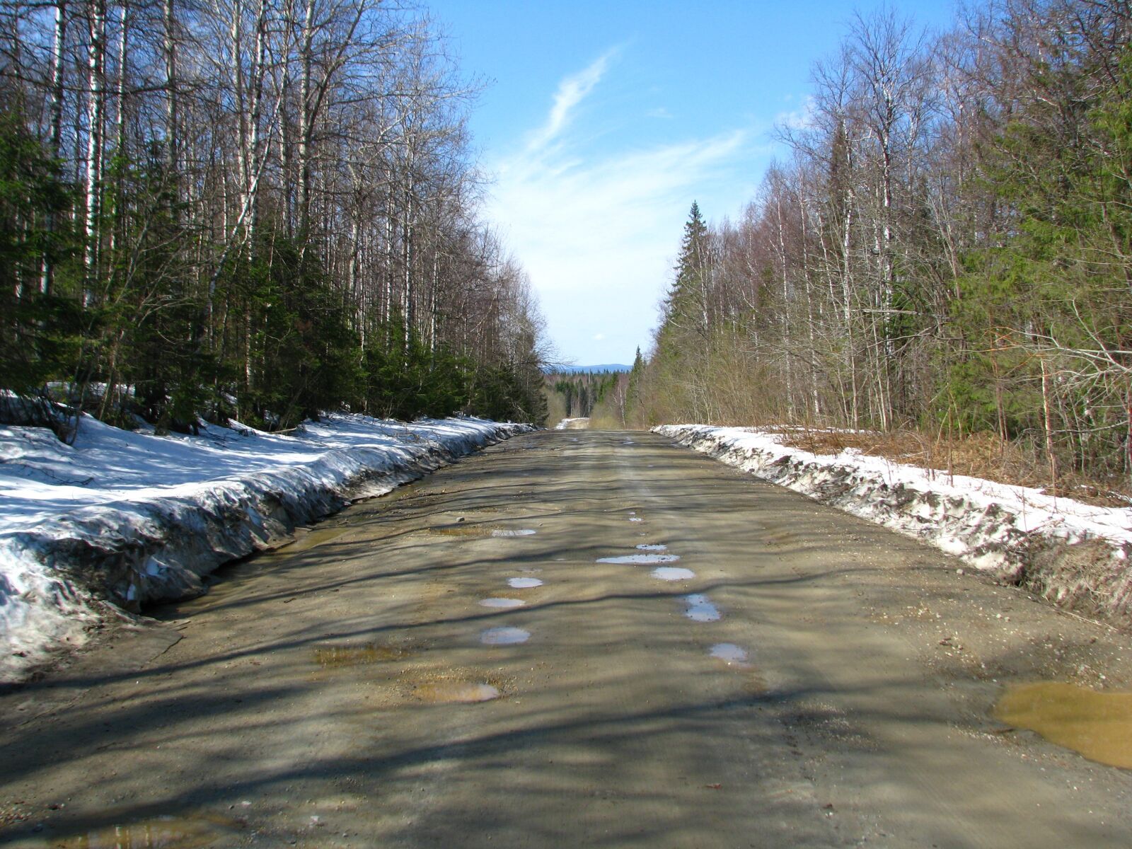 Canon POWERSHOT S5 IS sample photo. Road, snow, spring photography