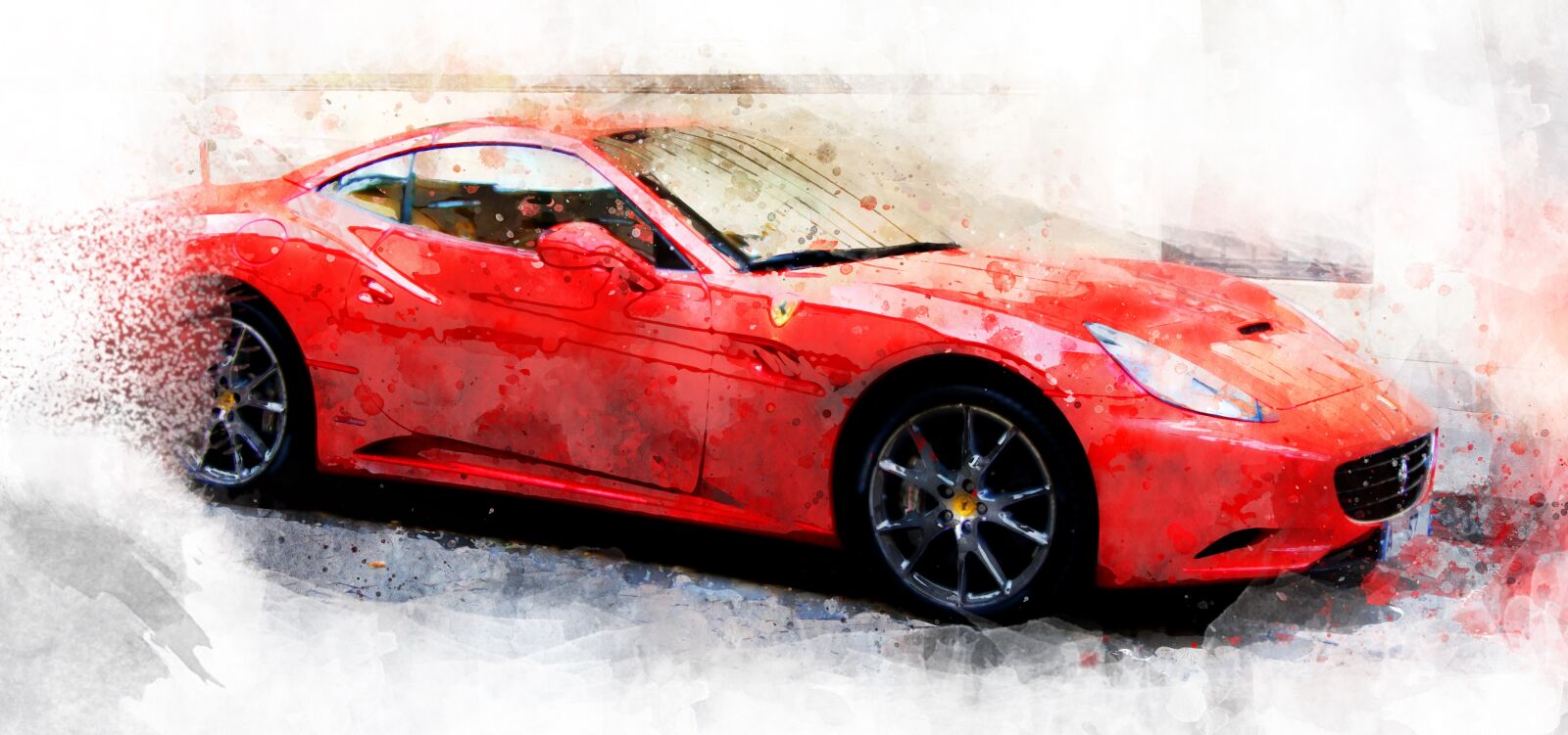 Sony Alpha DSLR-A550 sample photo. Car, watercolor, ferrari photography