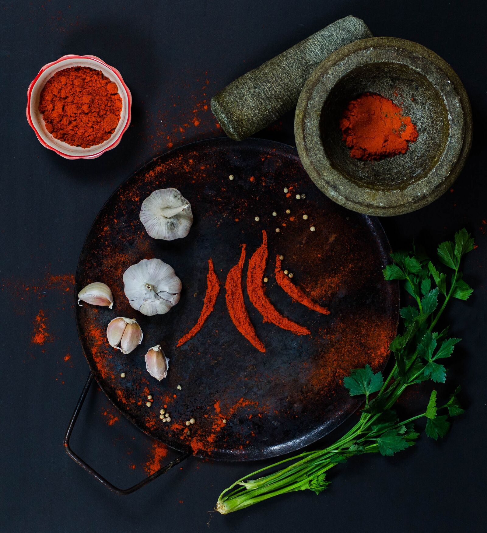 Nikon D7000 sample photo. Red chili, garlic, ingredient photography