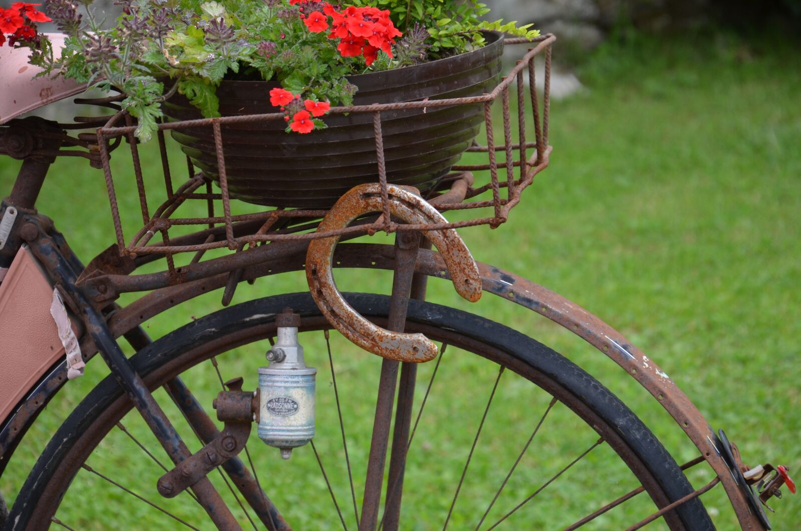 Nikon D5100 sample photo. Horseshoe, old bicycle, rust photography
