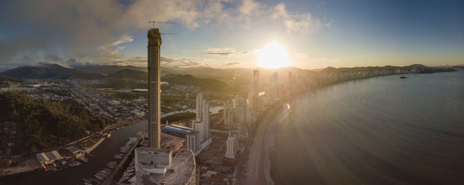 DJI FC220 sample photo. Aerial, city, sunset photography