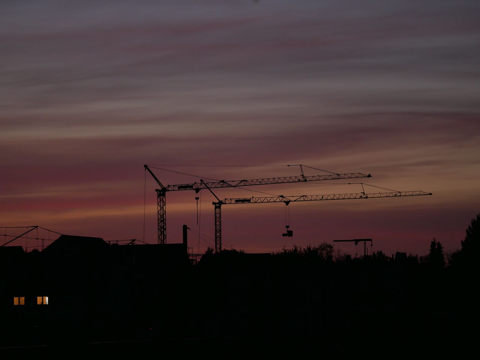 Panasonic DMC-G81 sample photo. Crane, sunset, site photography