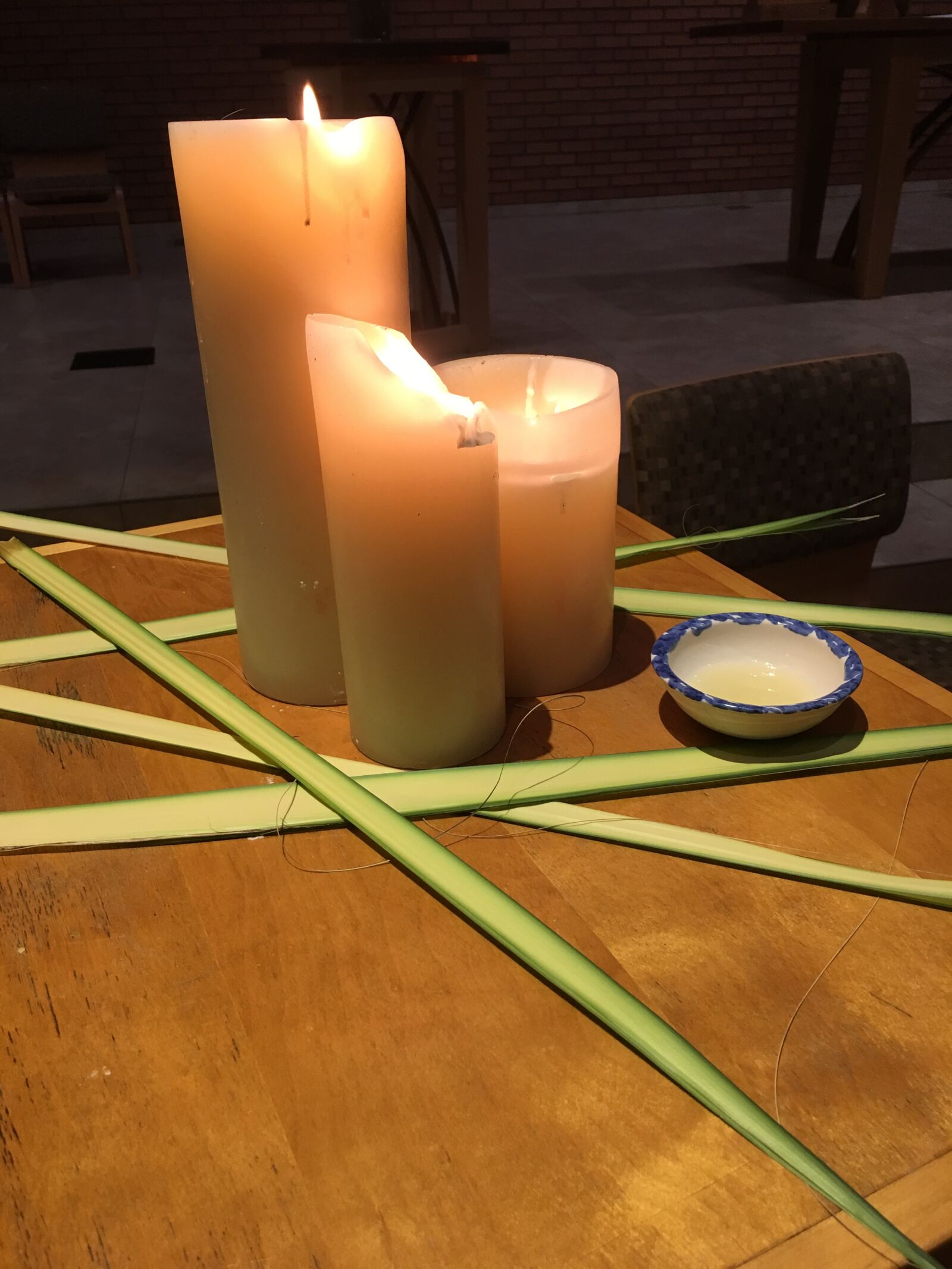 iPhone 6s back camera 4.15mm f/2.2 sample photo. Candles, palms, palm sunday photography