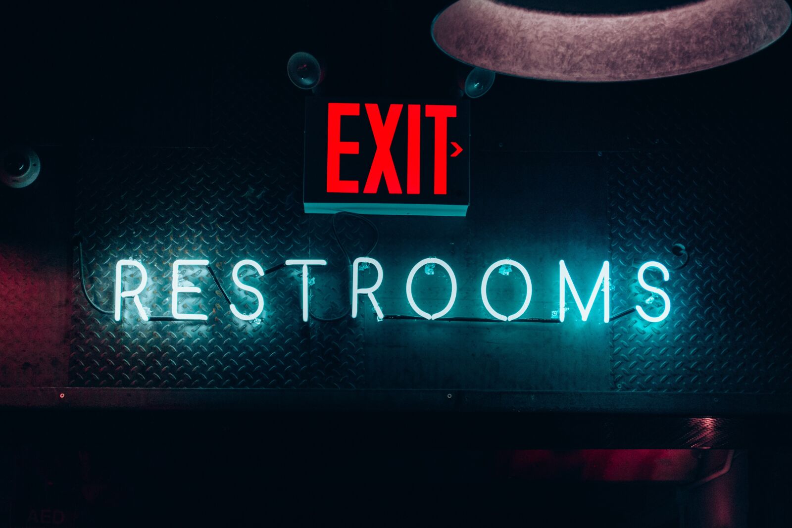Nikon D3100 sample photo. Restrooms sign, exit, exit photography