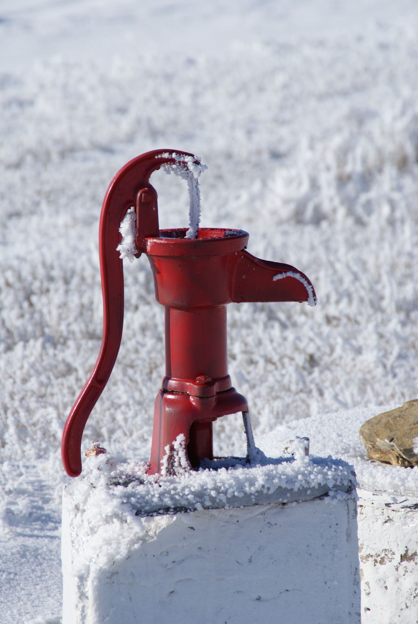 Sony Alpha DSLR-A200 sample photo. Pump, frost, winter photography