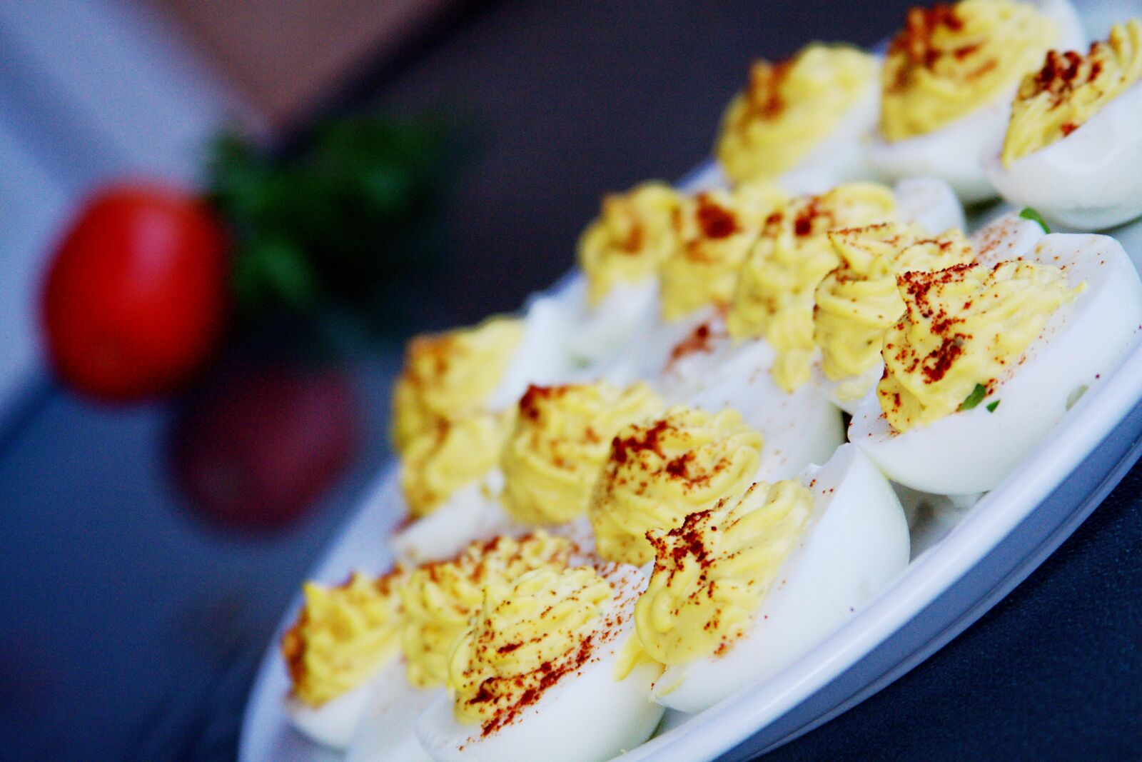 Canon EOS 50D sample photo. Home cooking, deviled eggs photography