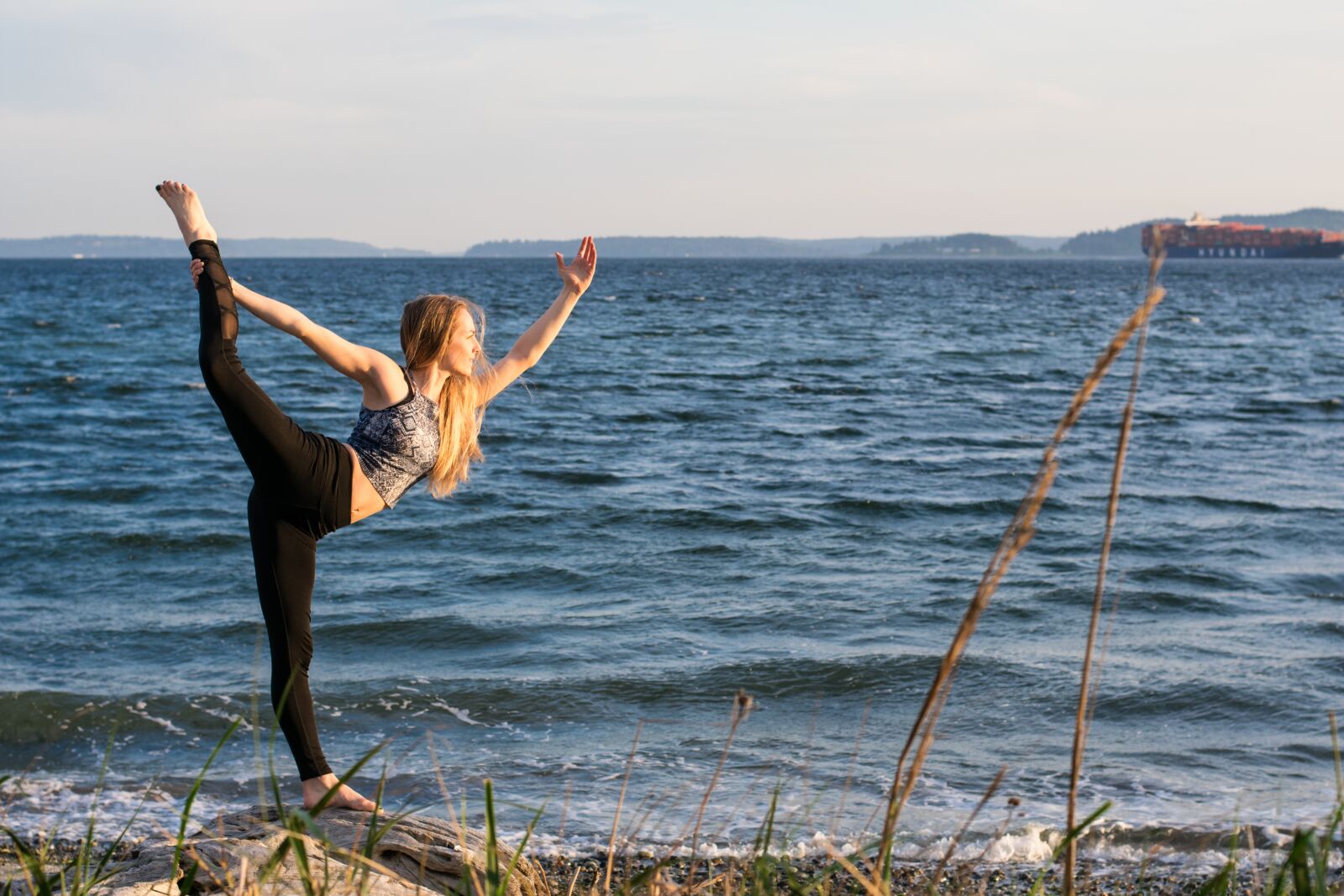 Nikon D3400 sample photo. Yoga, beach, woman photography