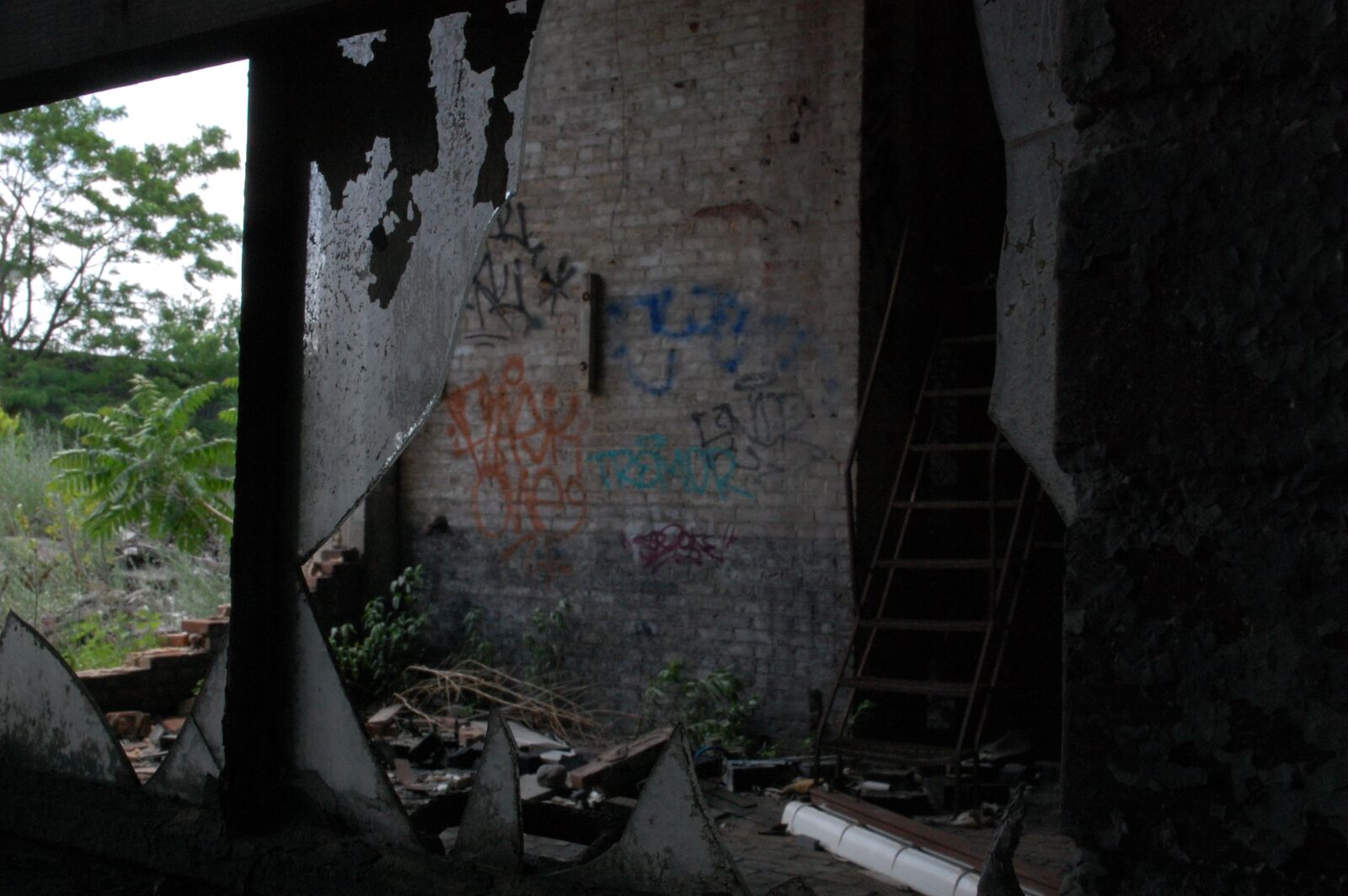Nikon D40 sample photo. Abandoned, broken window, graffiti photography