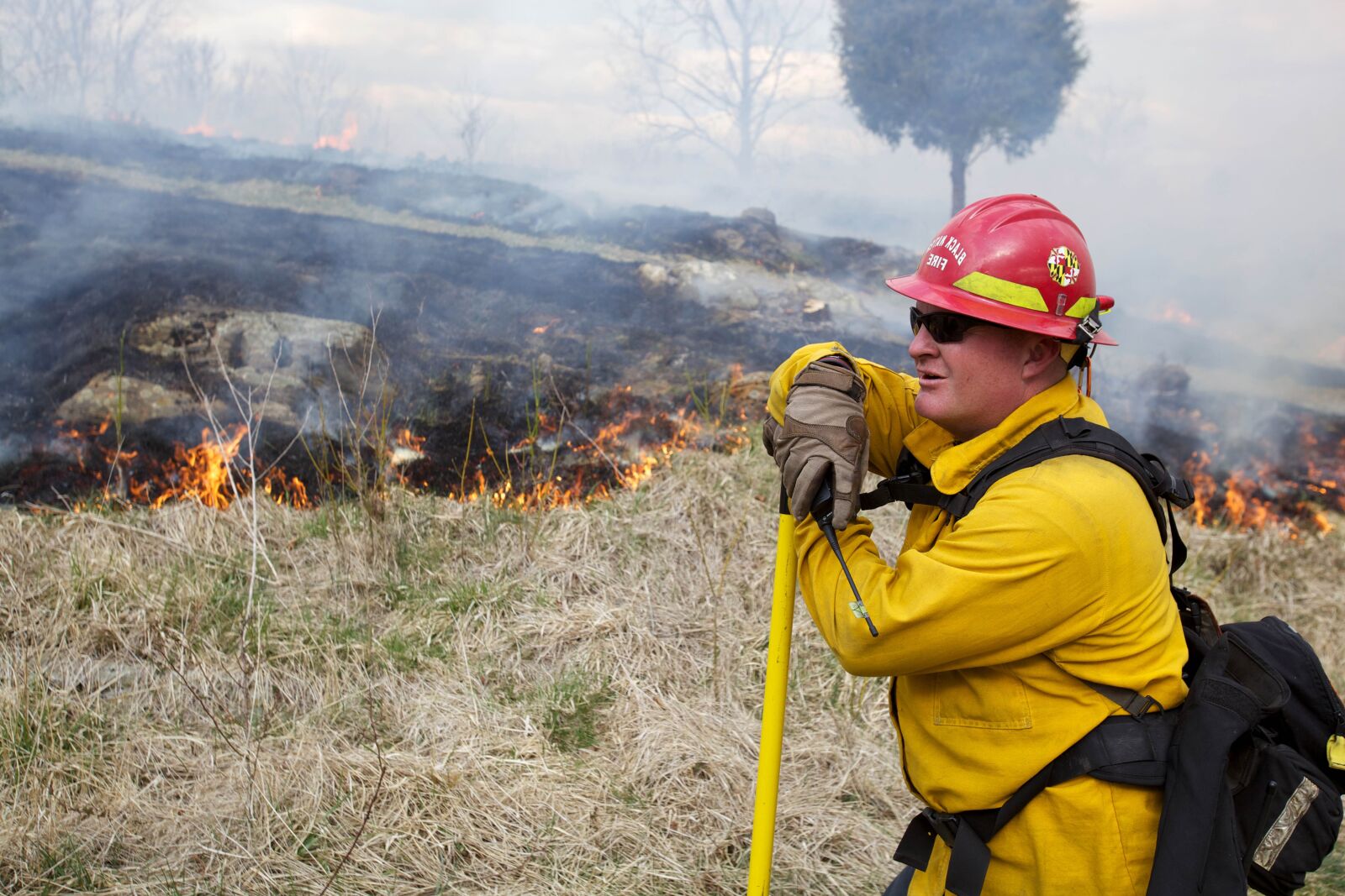 Canon EOS 5D Mark II sample photo. Firefighter, watchful, eye, fire photography
