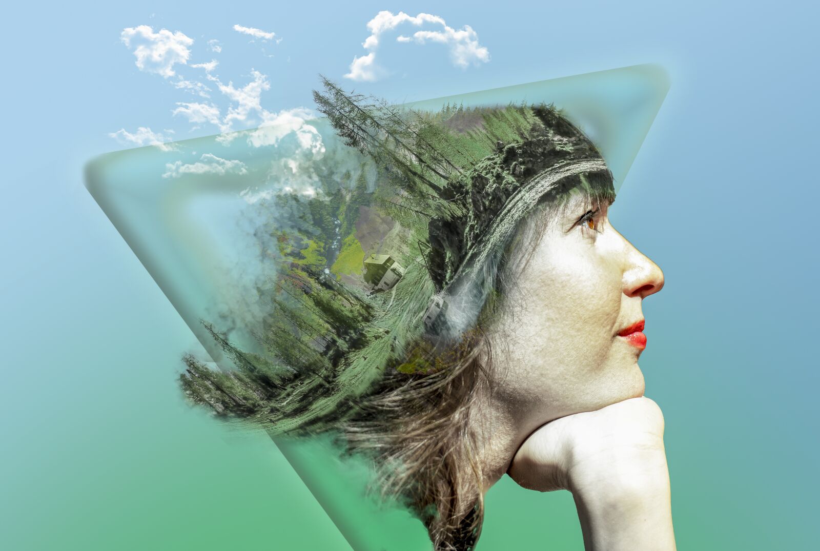 Nikon D3300 sample photo. Girl, triangle, double exposure photography