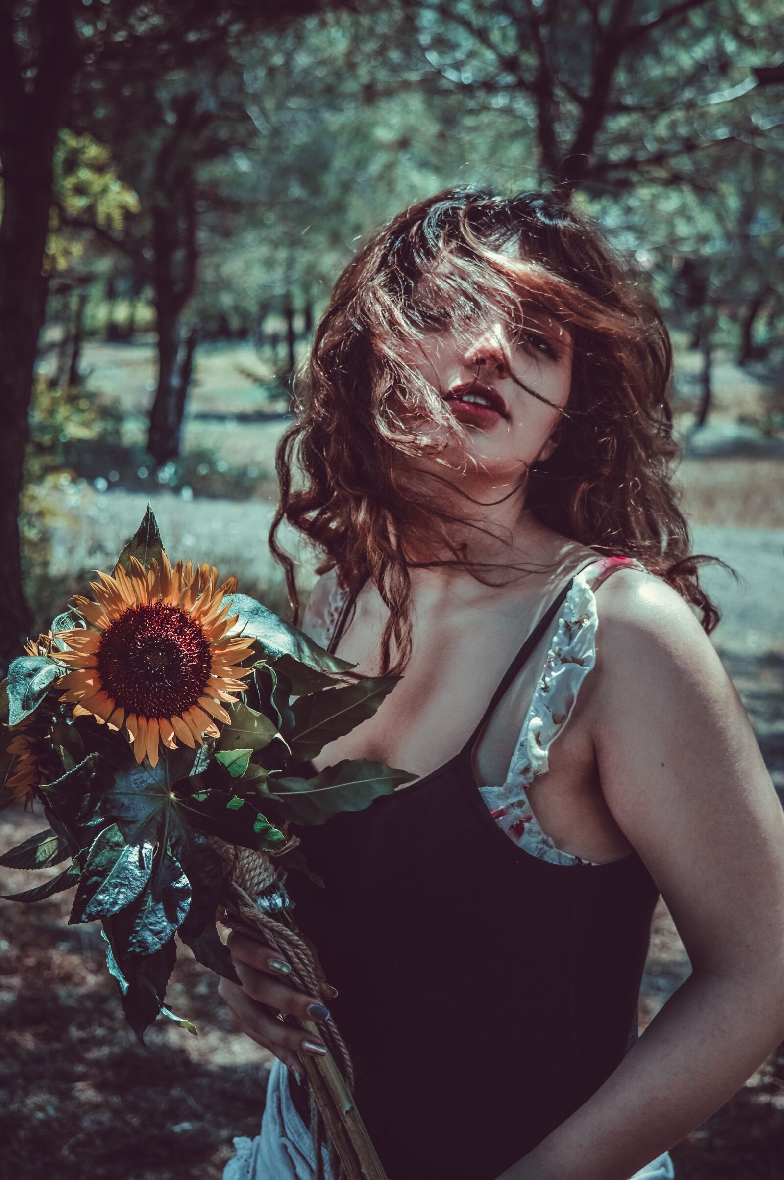 Nikon D3200 sample photo. Girl, sunflower, yellow photography