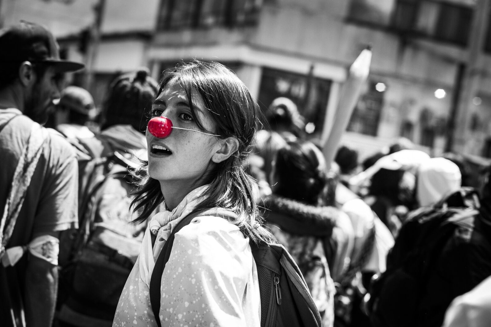 Canon EOS 6D sample photo. Red nose, color splatter photography