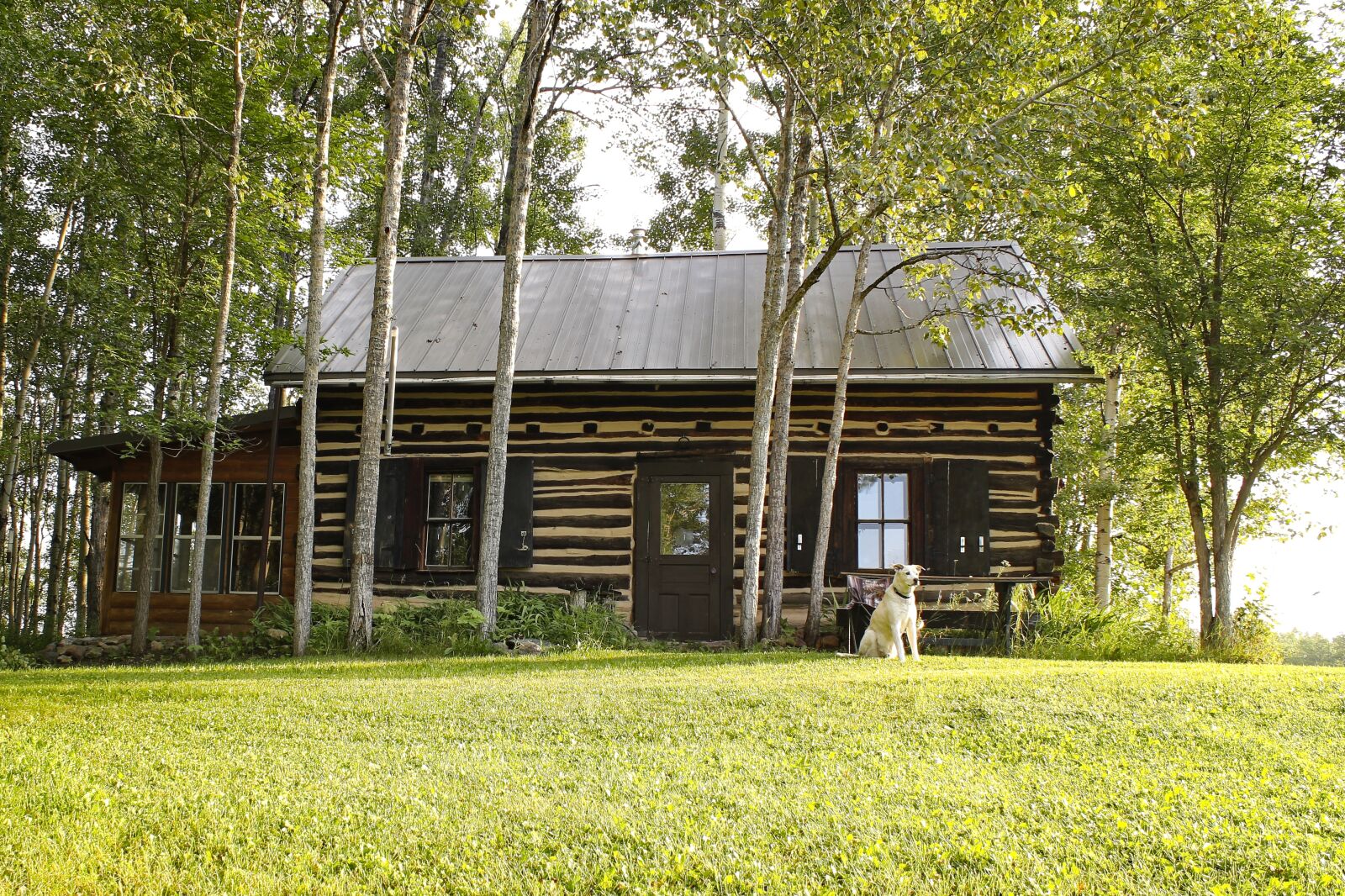 Canon EOS 550D (EOS Rebel T2i / EOS Kiss X4) sample photo. Log cabin, woods, lawn photography