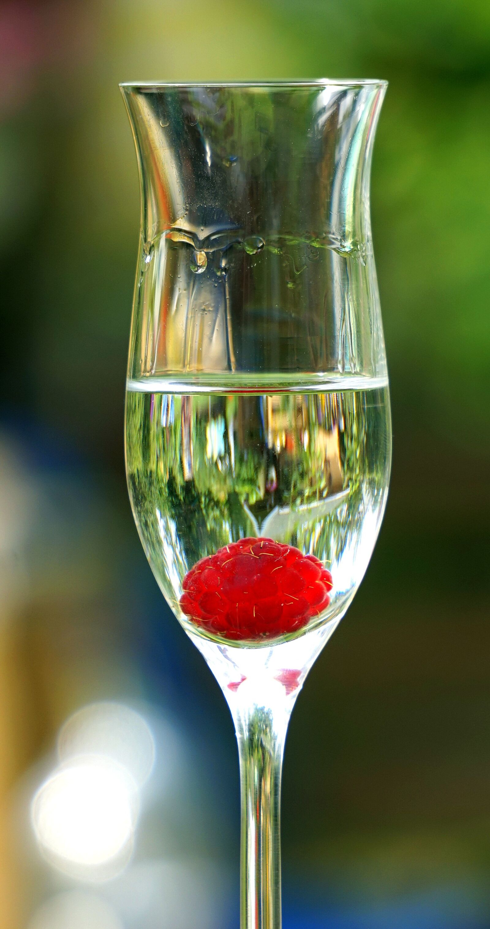 Sony Alpha a5000 (ILCE 5000) + Sony E 55-210mm F4.5-6.3 OSS sample photo. Shot glass, glass, raspberry photography
