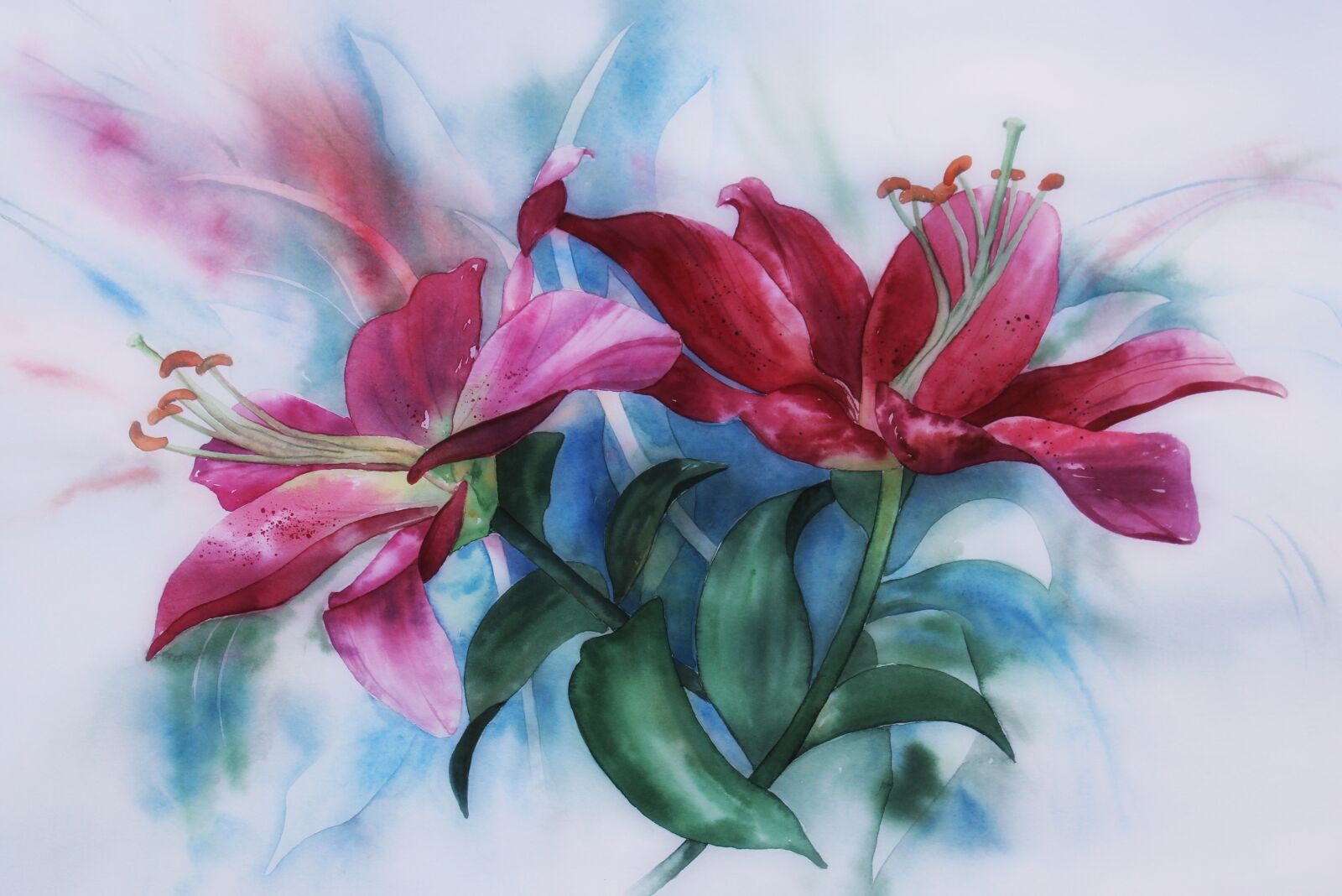 Canon EOS 1300D (EOS Rebel T6 / EOS Kiss X80) sample photo. Watercolour, lilies, paint photography