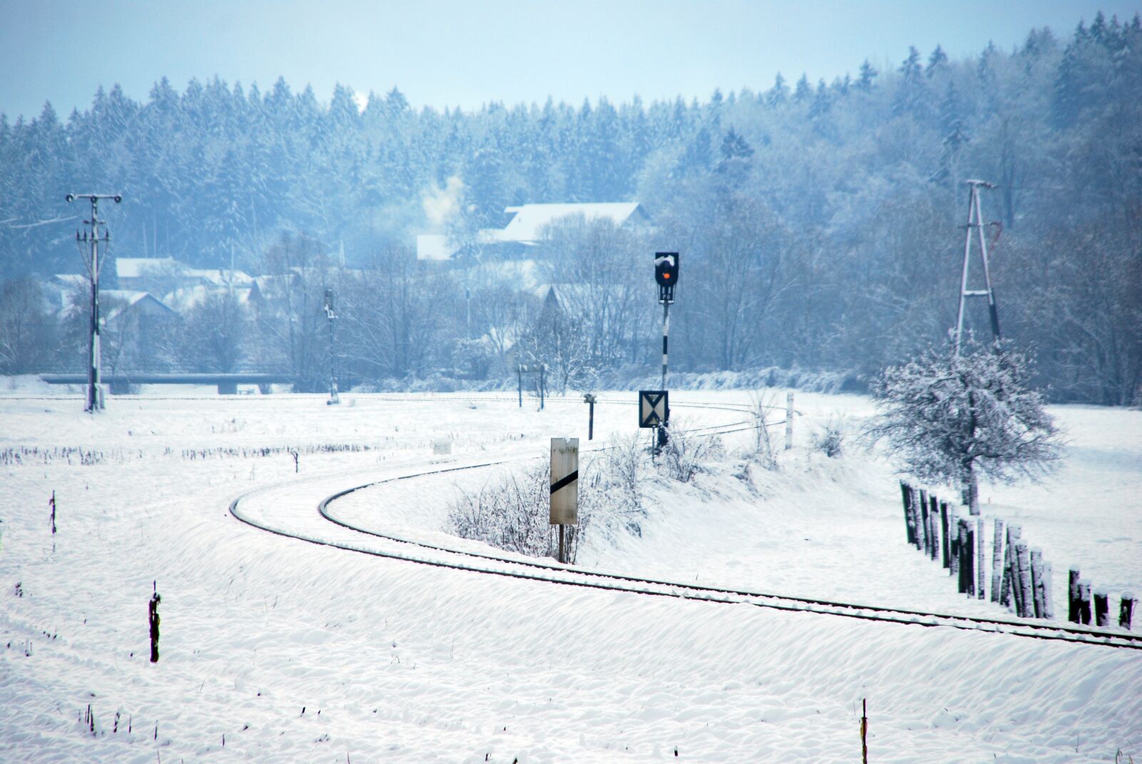 Nikon D60 sample photo. Snow, winter, railway photography