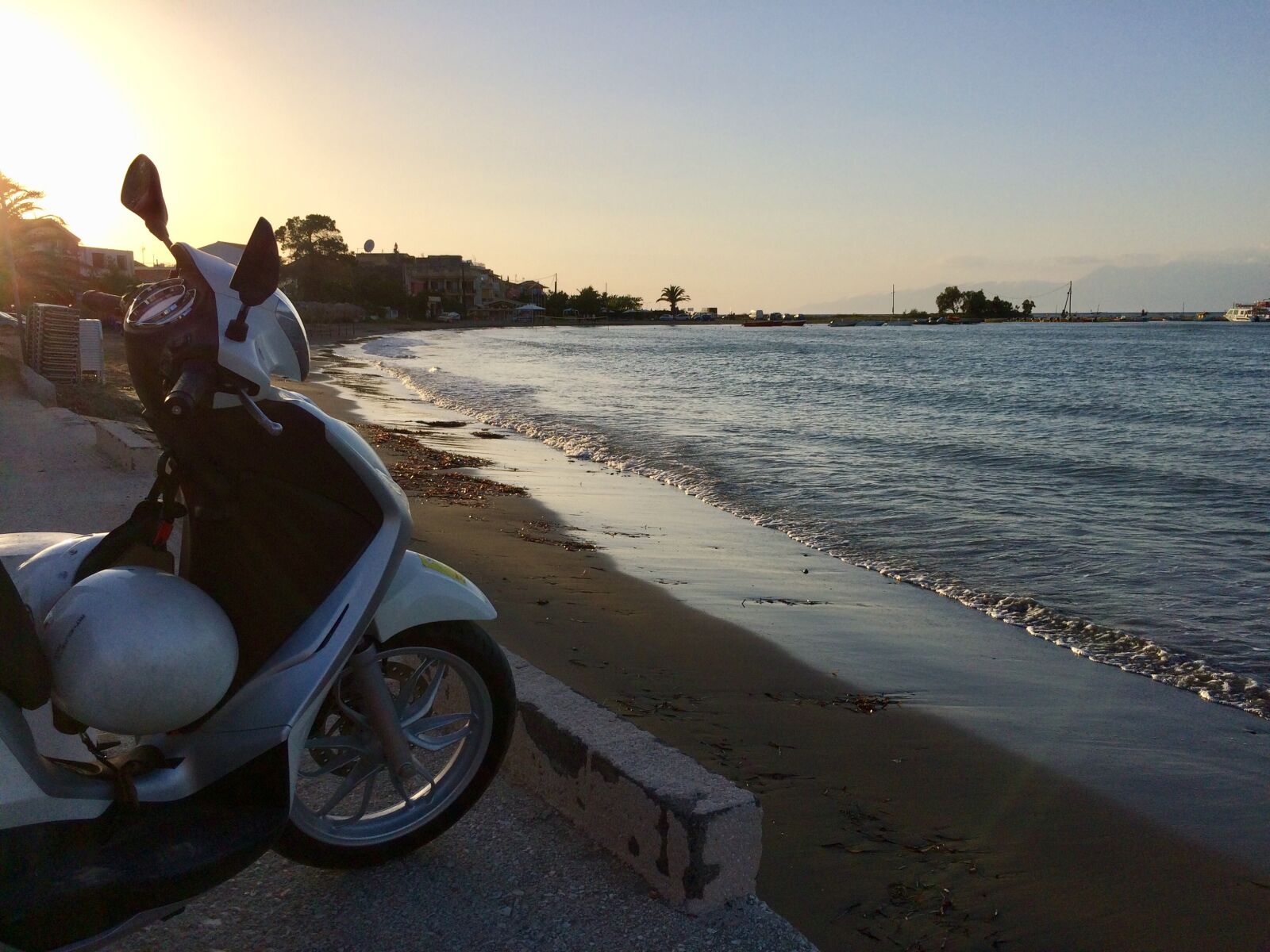 iPhone 5s back camera 4.15mm f/2.2 sample photo. Corfu, sunset, scooter photography