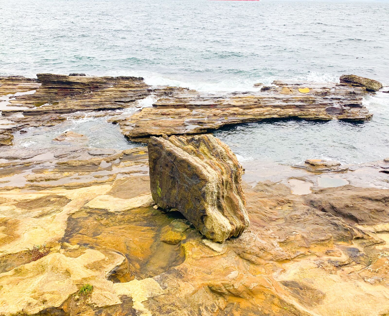 Apple iPhone XR sample photo. Strata, rock, sea photography