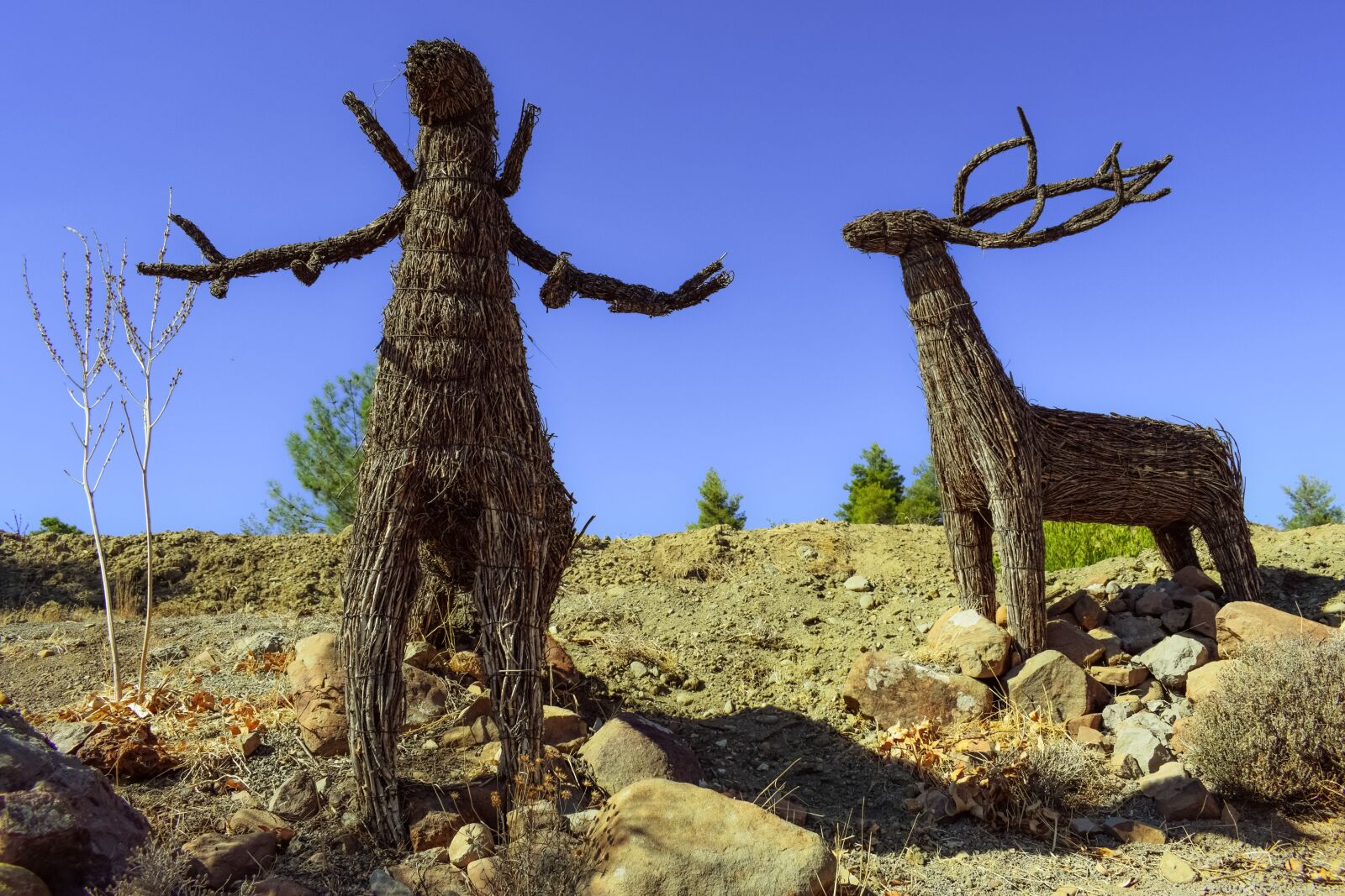 Nikon D3300 sample photo. Deer, sculpture, dried reeds photography