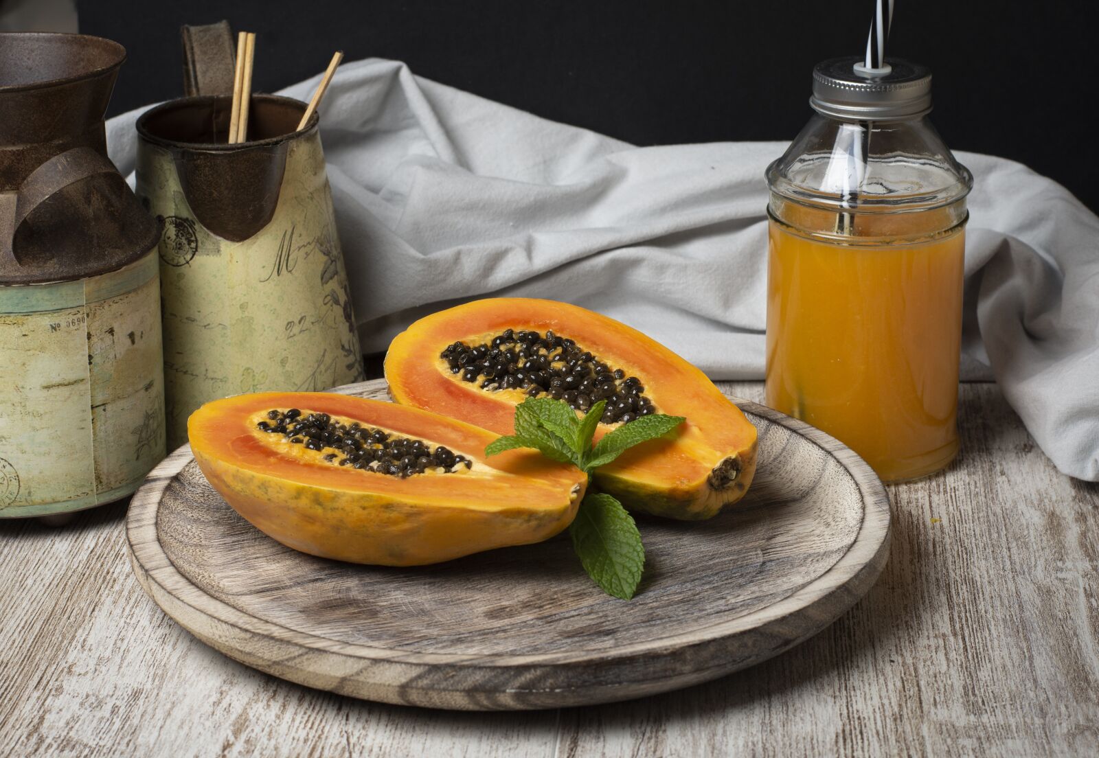 Nikon D7200 sample photo. Papaya fruit, fruit juice photography