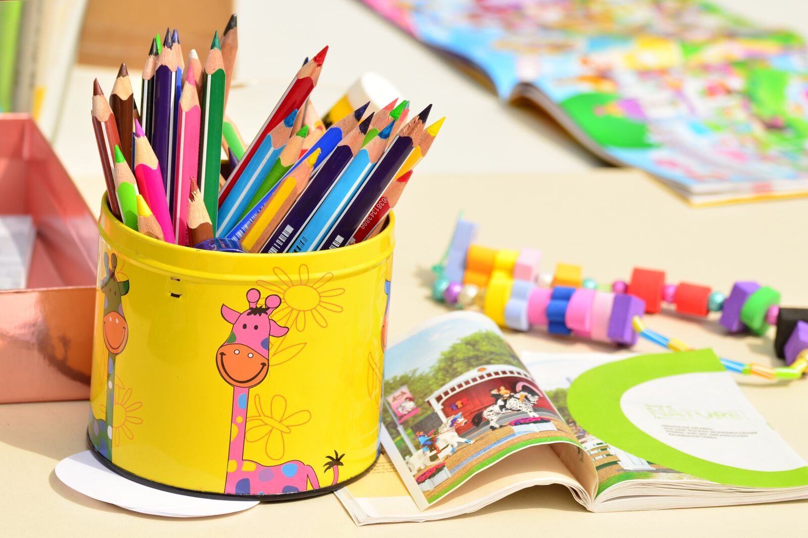 Nikon D5100 sample photo. Colored pencils, pen box photography