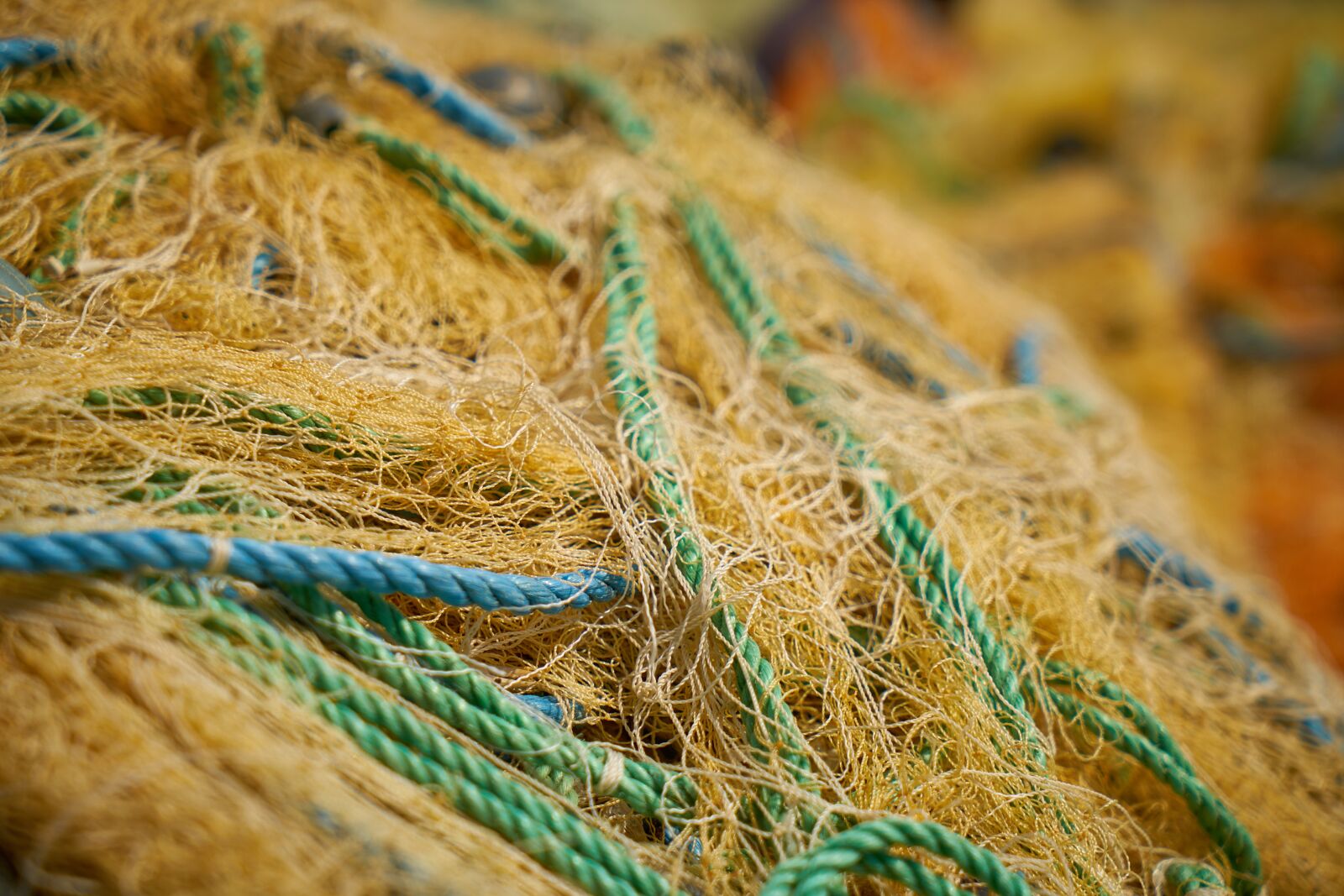 Sony a7R II + Sony Vario Tessar T* FE 24-70mm F4 ZA OSS sample photo. Network, yellow, fishing net photography