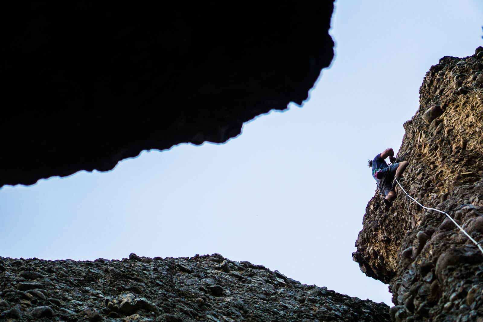 E 50mm F1.8 OSS sample photo. Adventure, climb, climber photography