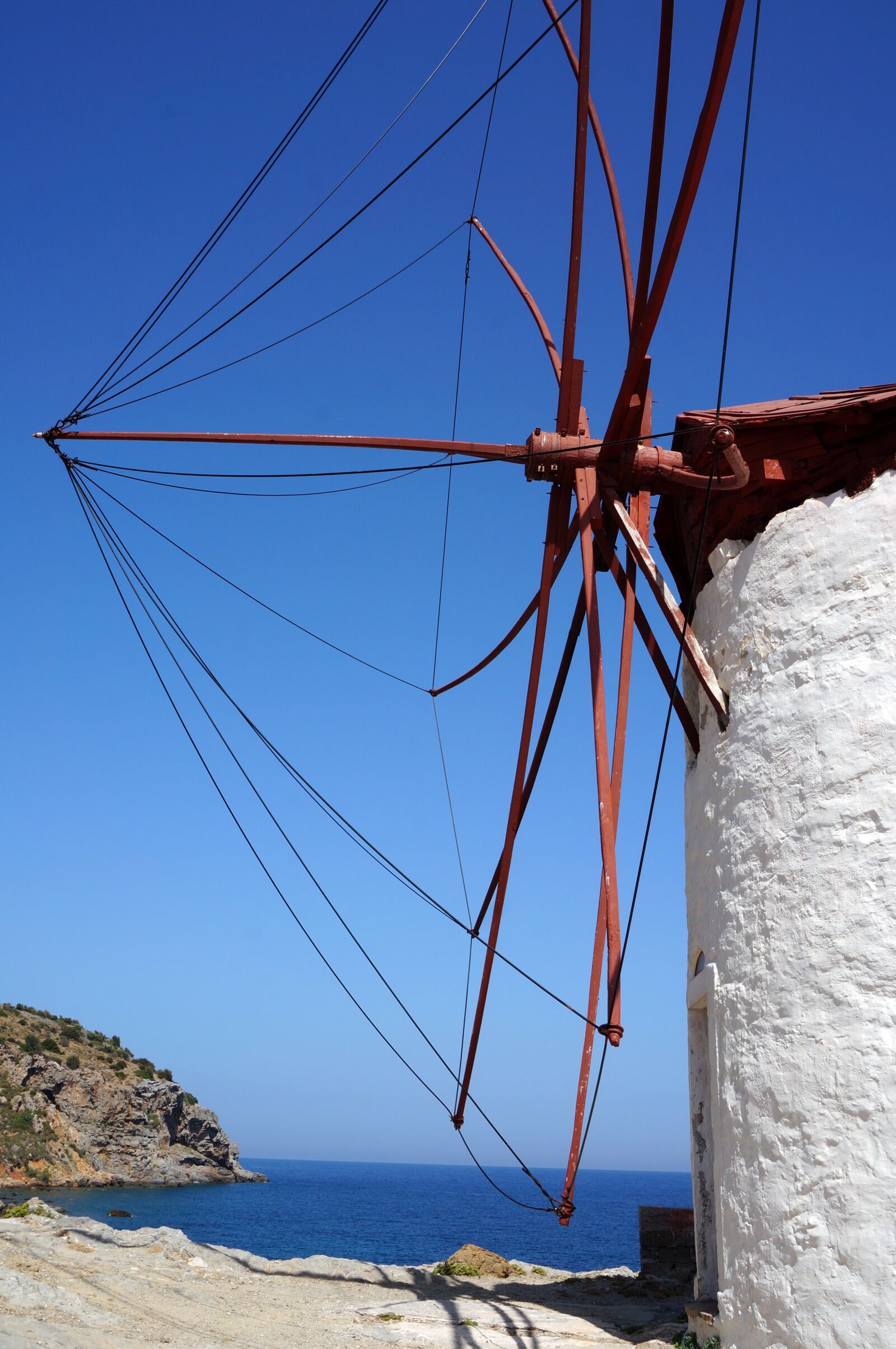 Sony Alpha NEX-5T sample photo. Greece, mill, blue sky photography