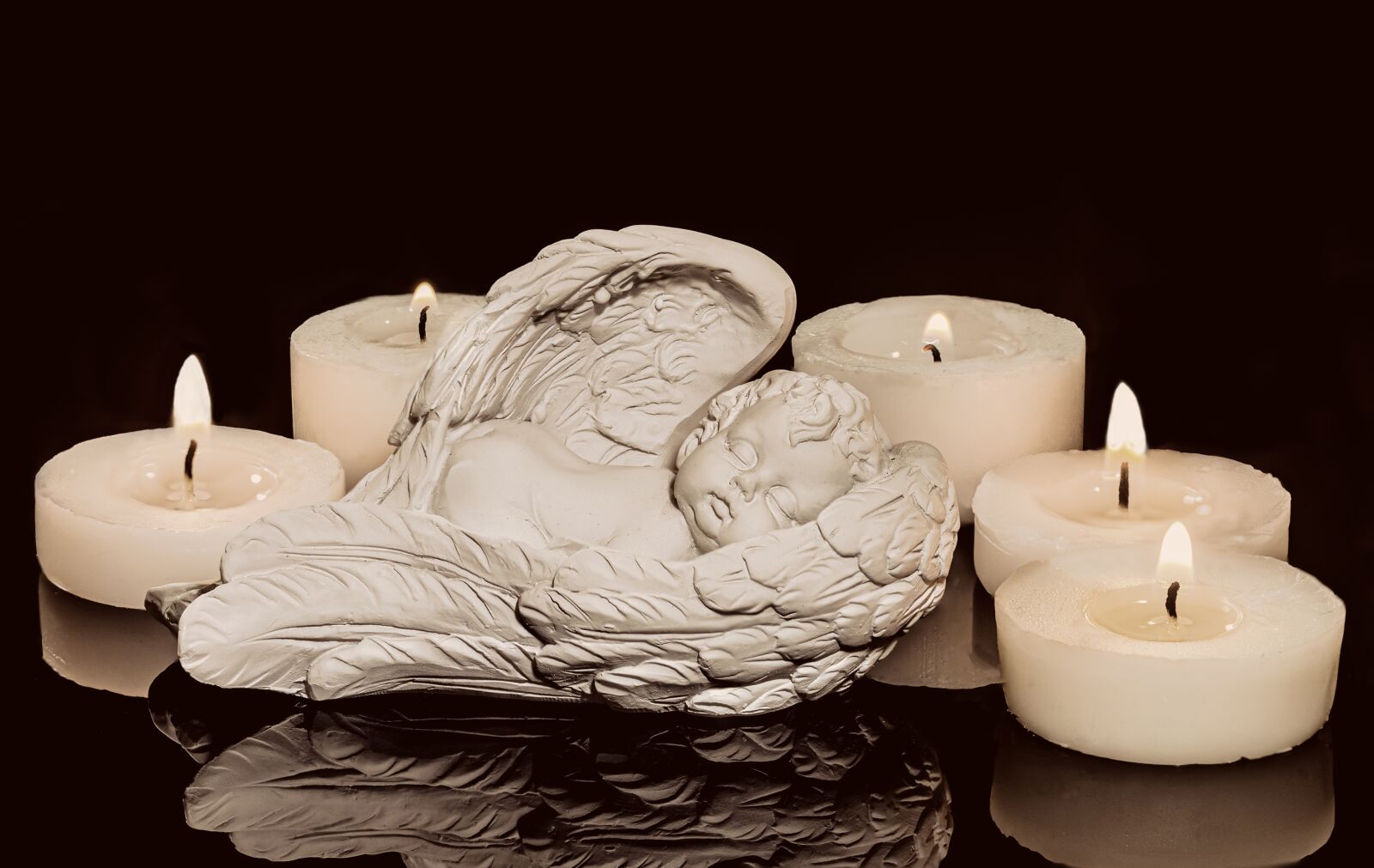 Canon EOS R sample photo. Angel, candles, sleeping angel photography