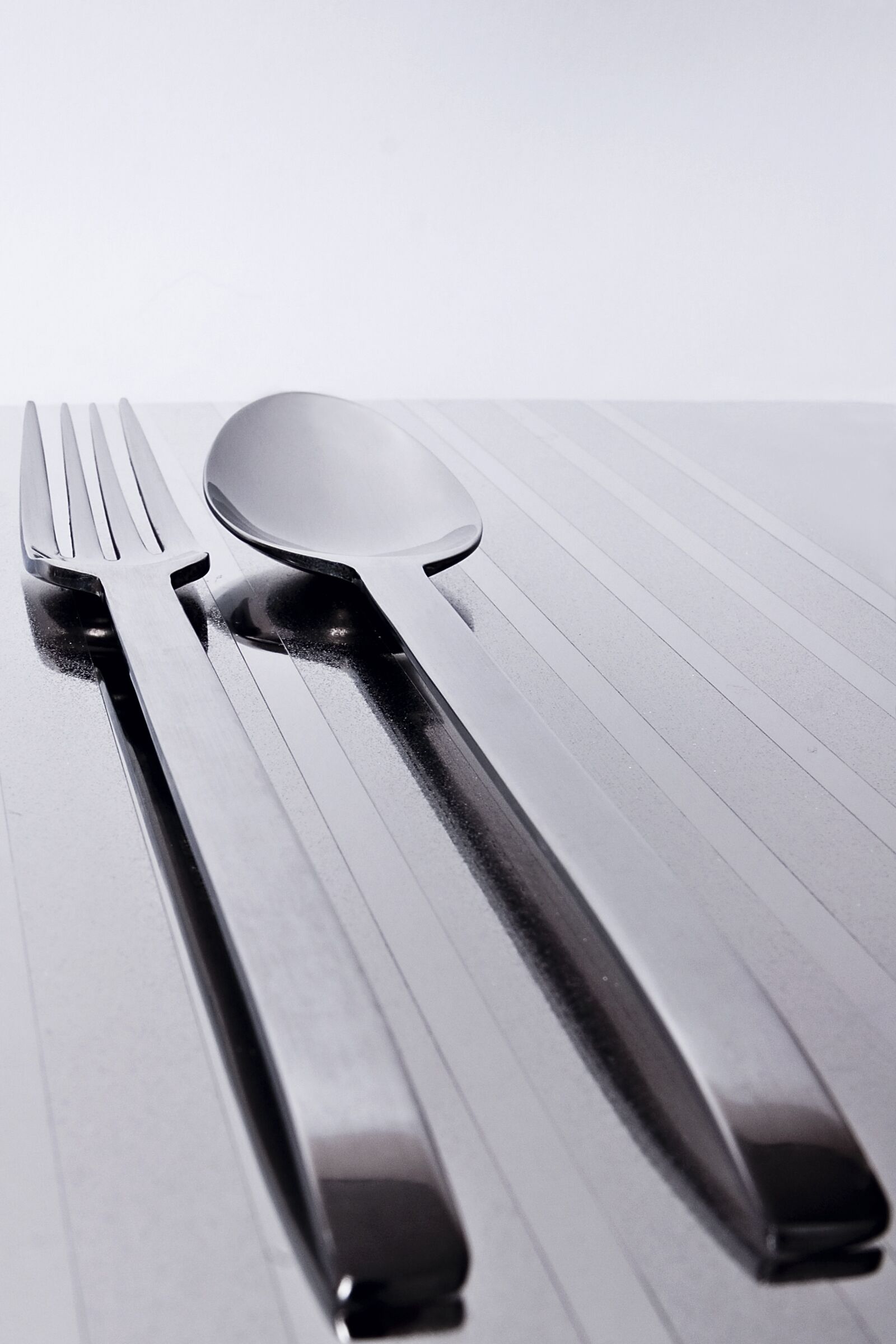 Canon EOS 20D sample photo. Fork, spoon, steel photography
