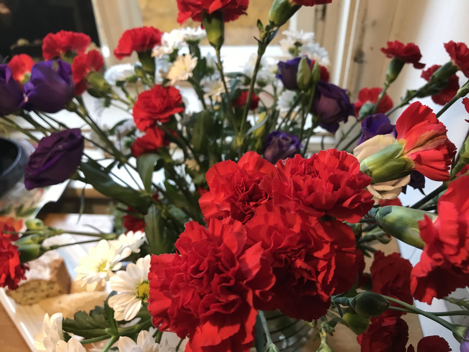 iPhone 7 back camera 3.99mm f/1.8 sample photo. May day, red carnations photography