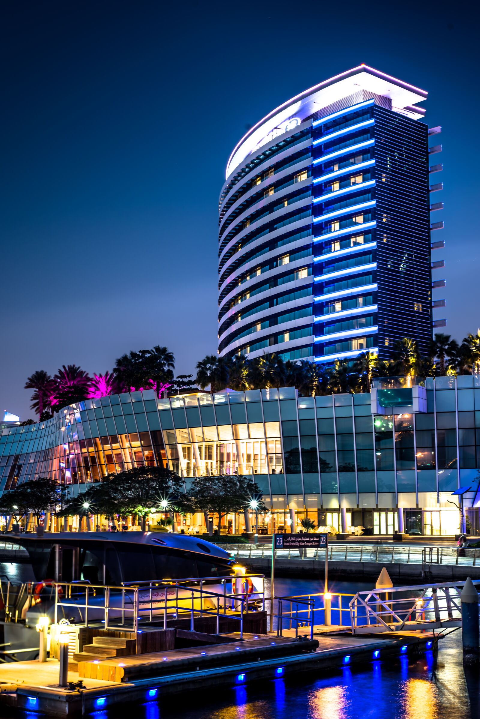 Nikon D610 + Nikon AF Nikkor 50mm F1.8D sample photo. Night, building, marina, dubai photography