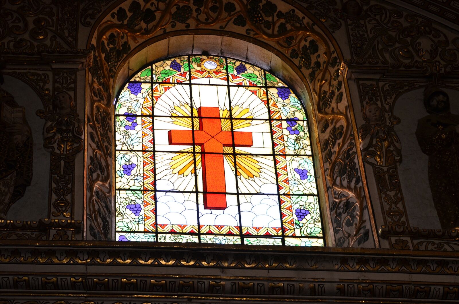Nikon D5100 sample photo. Cross, stained glass, glass photography