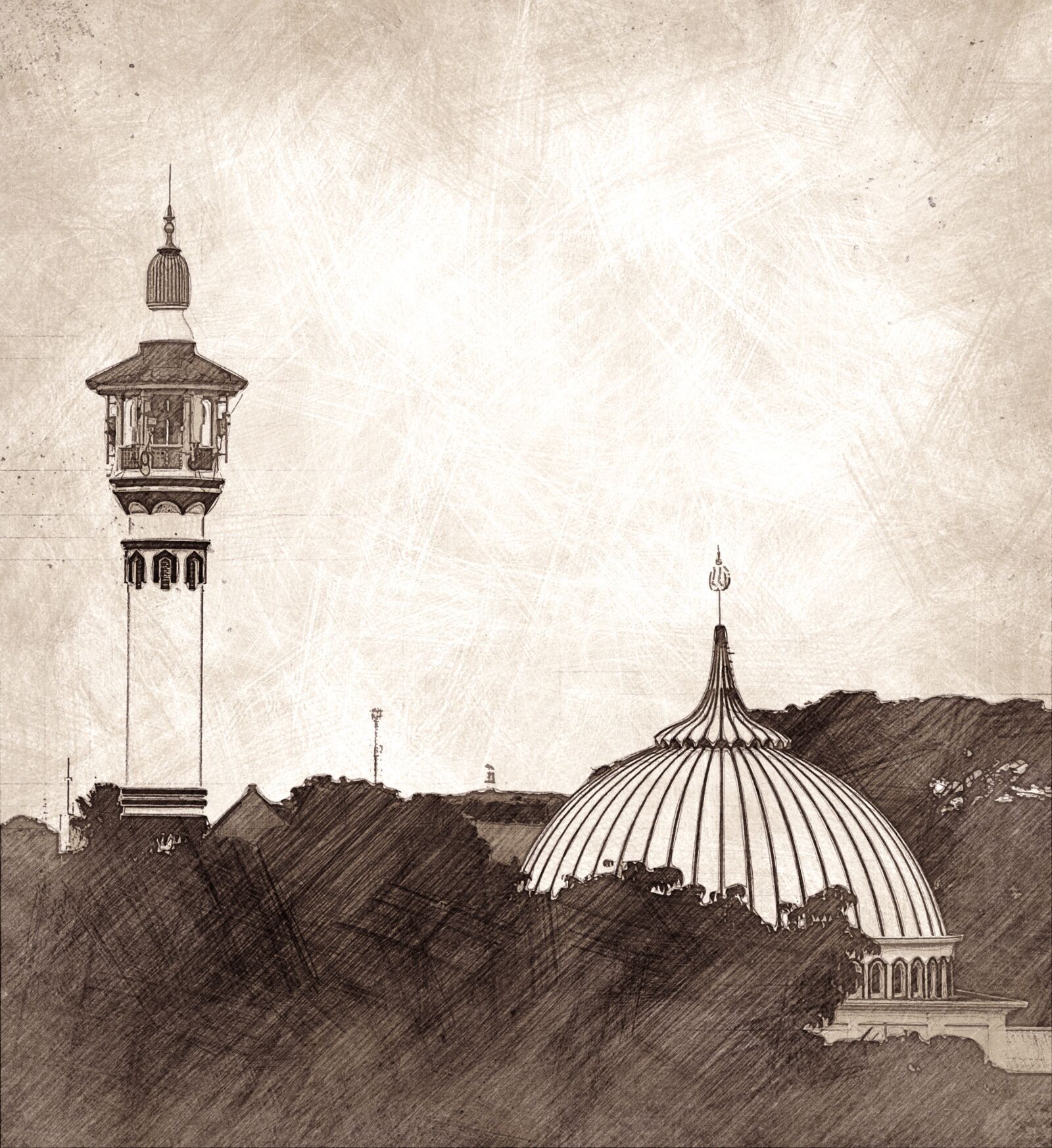 Nikon D5200 sample photo. Mosque, sketch, islam photography