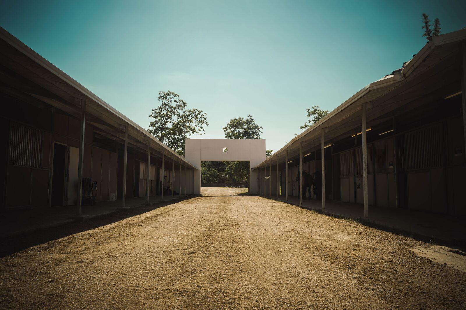 Nikon D3200 sample photo. Perspective, stables, building photography