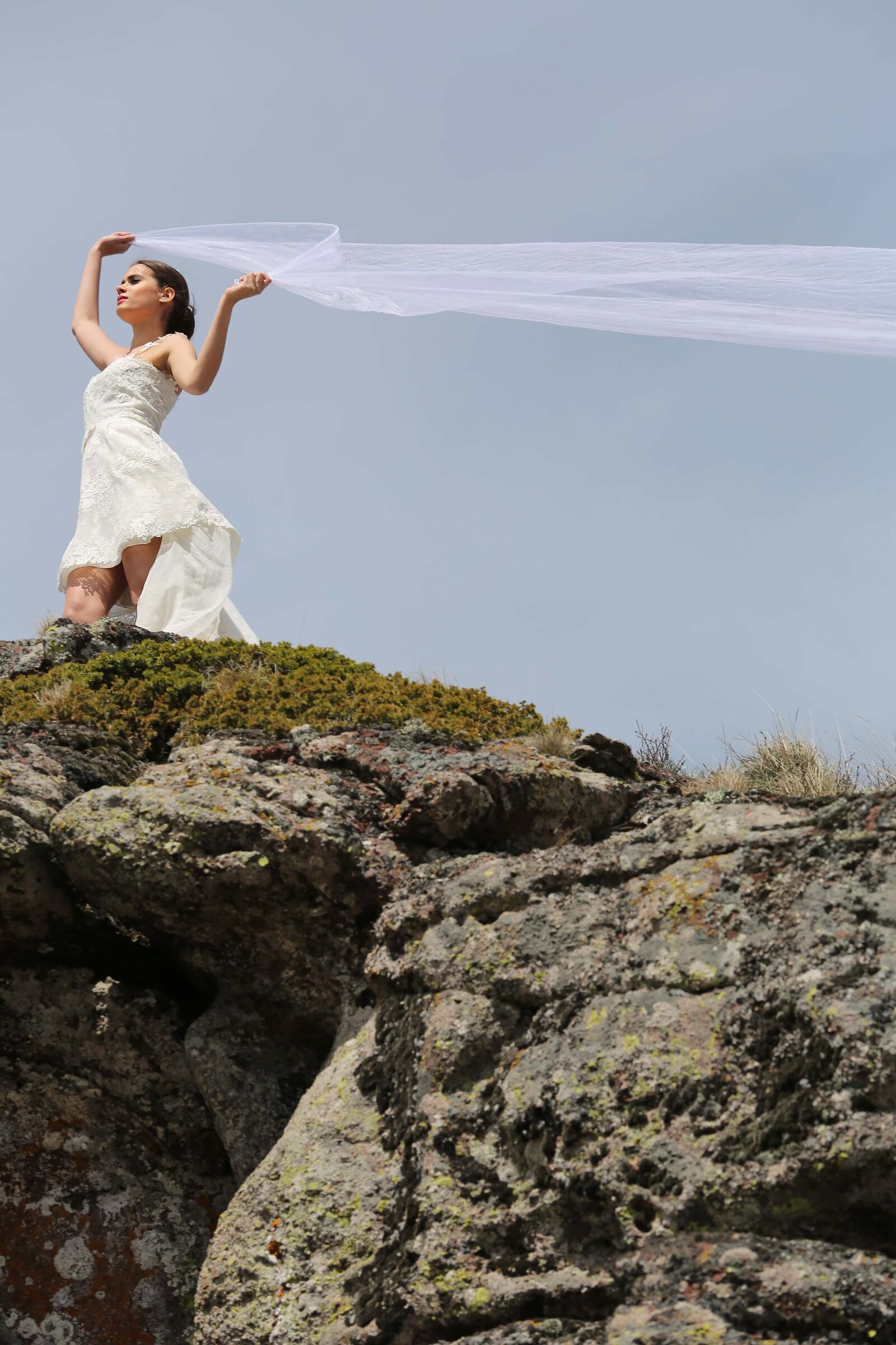 Canon EF 70-200mm F2.8L IS II USM sample photo. Wedding dress, hilltop, veil photography