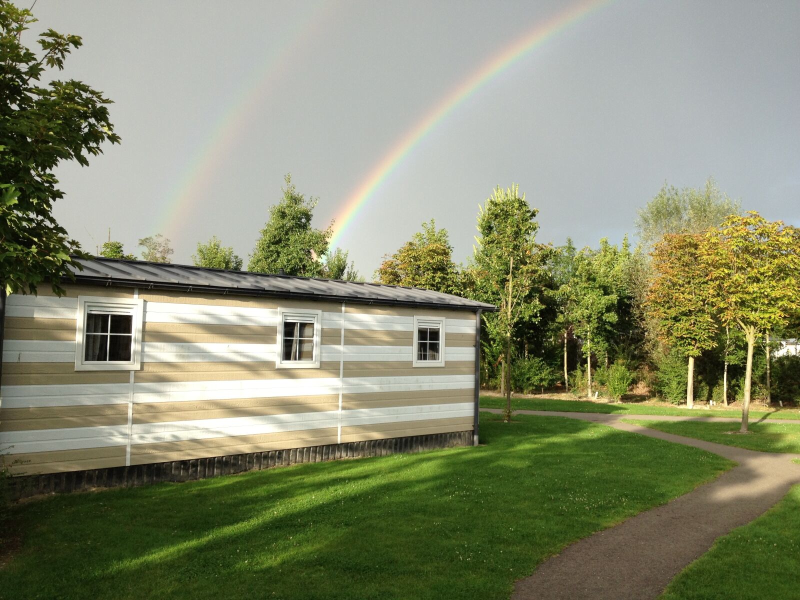 Apple iPhone 4S sample photo. Rainbow, beach cabbin, nature photography
