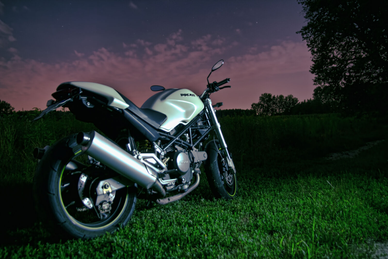 Sigma 17-70mm F2.8-4 DC Macro OS HSM sample photo. Ducati, evening, monster, 600, motorbike photography