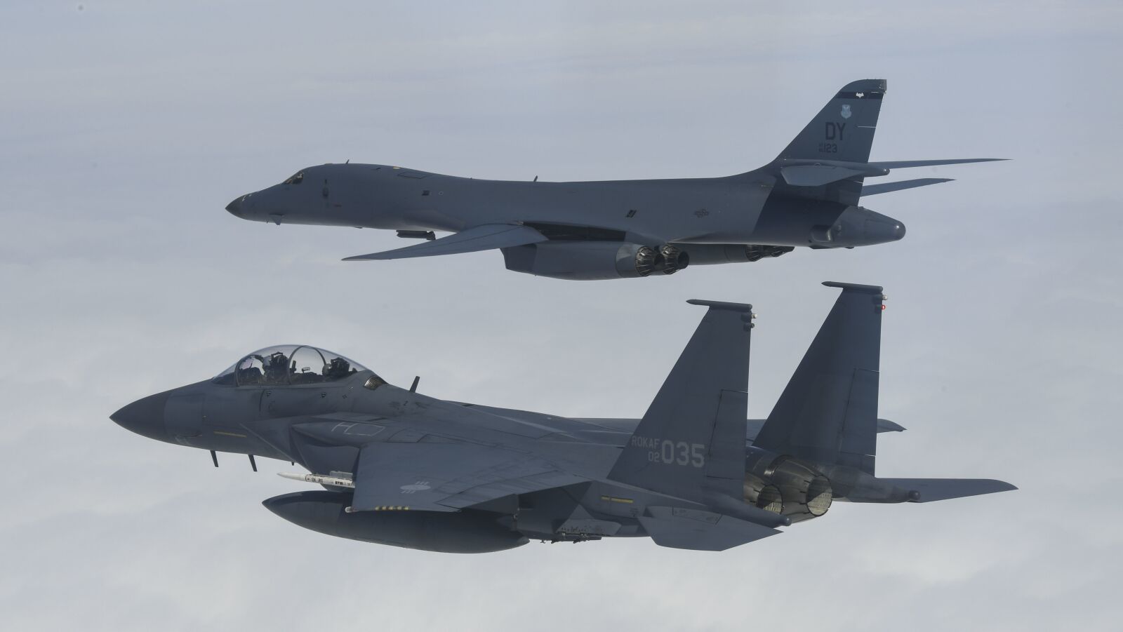 Nikon D5 sample photo. F-15, b-1b lancer, flight photography