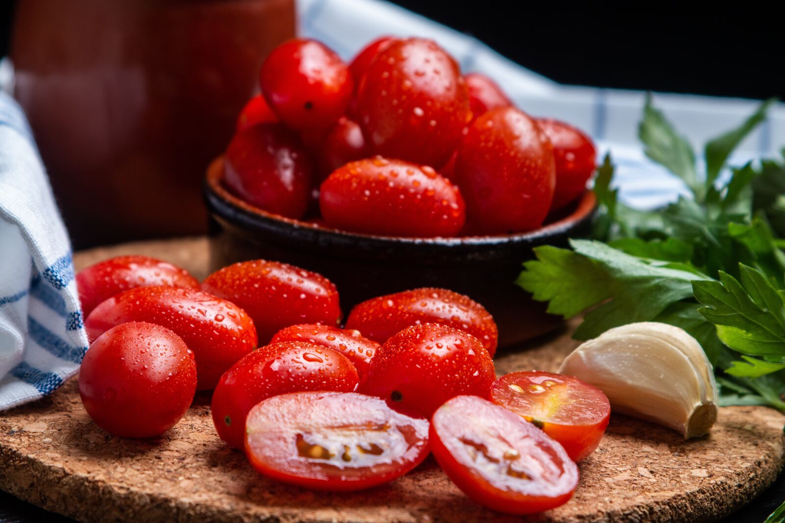 Canon EOS 70D sample photo. Cherry tomato, garlic, parsley photography