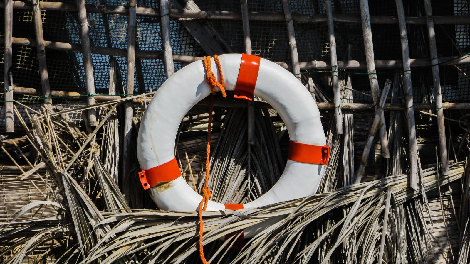 Canon PowerShot SX400 IS sample photo. Life preserver, hut, reed photography