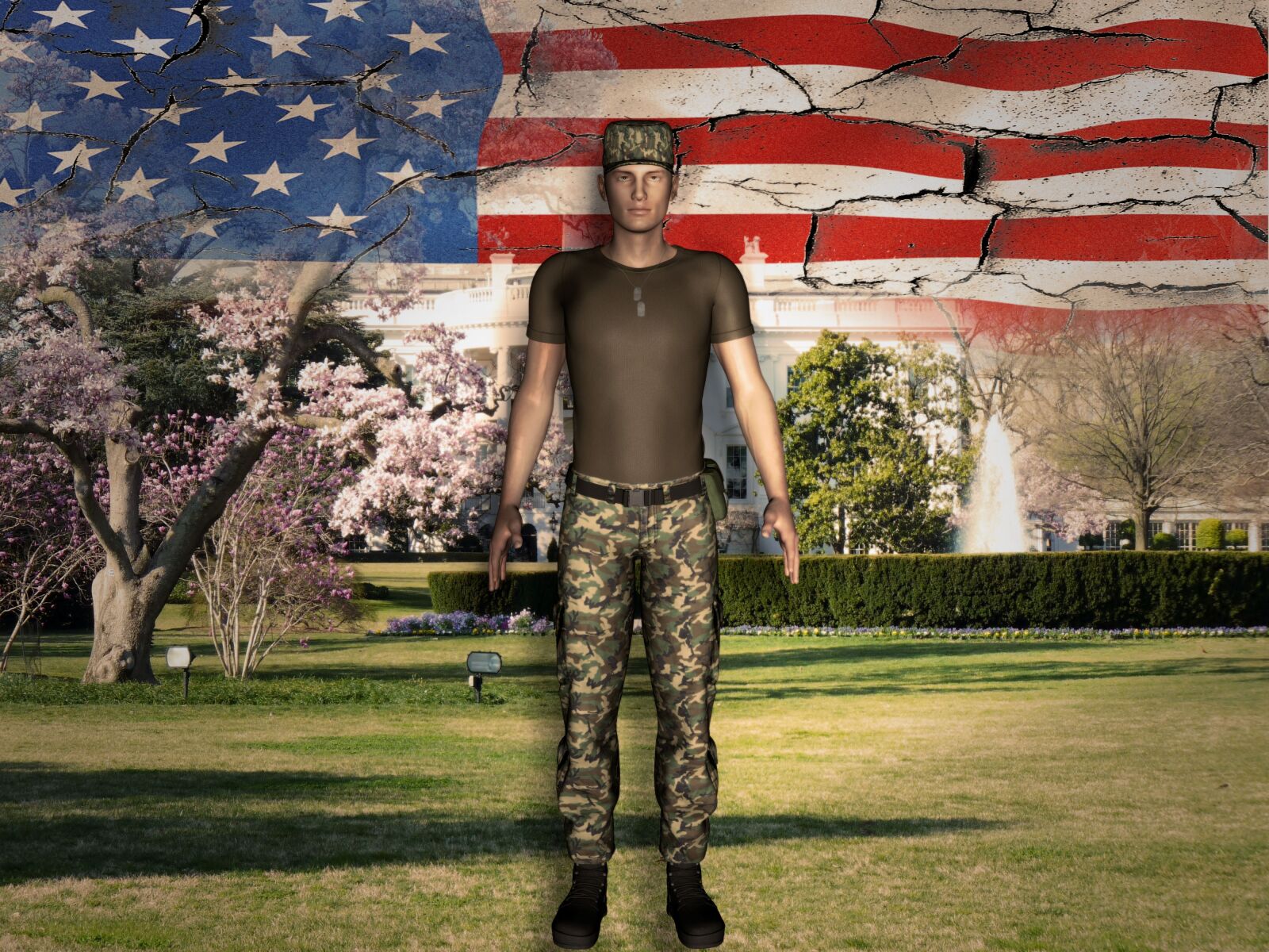 Panasonic Lumix DMC-FZ35 (Lumix DMC-FZ38) sample photo. Soldier, flag, usa photography
