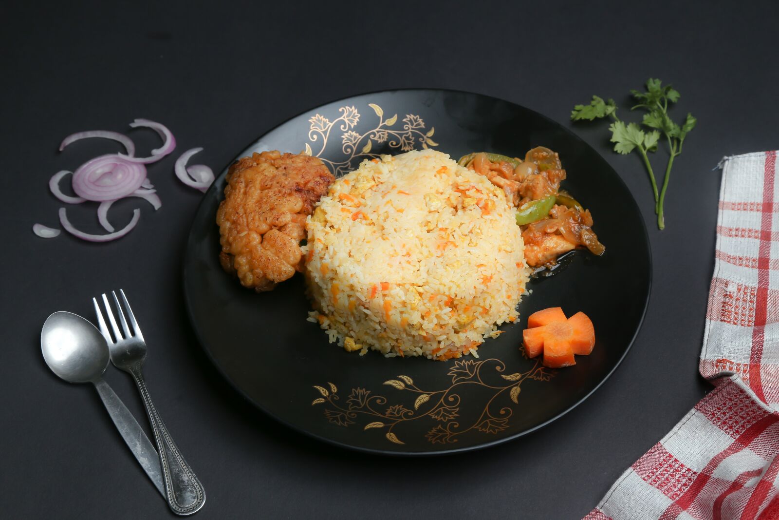 Canon EOS 6D + Canon EF 24-105mm F4L IS USM sample photo. Chicken, healthy, fried rice photography