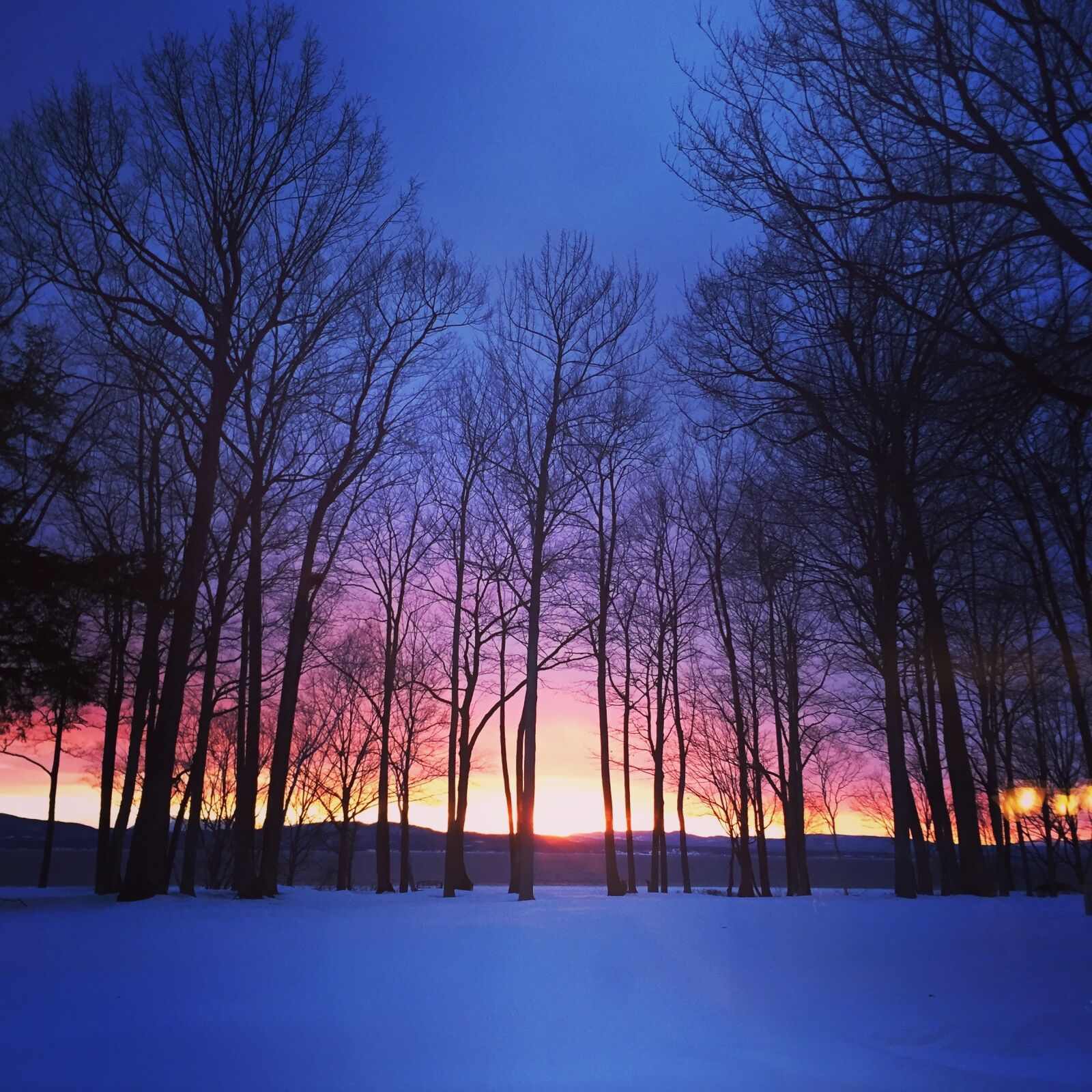 Apple iPhone 6 sample photo. Sunset, winter, blue photography