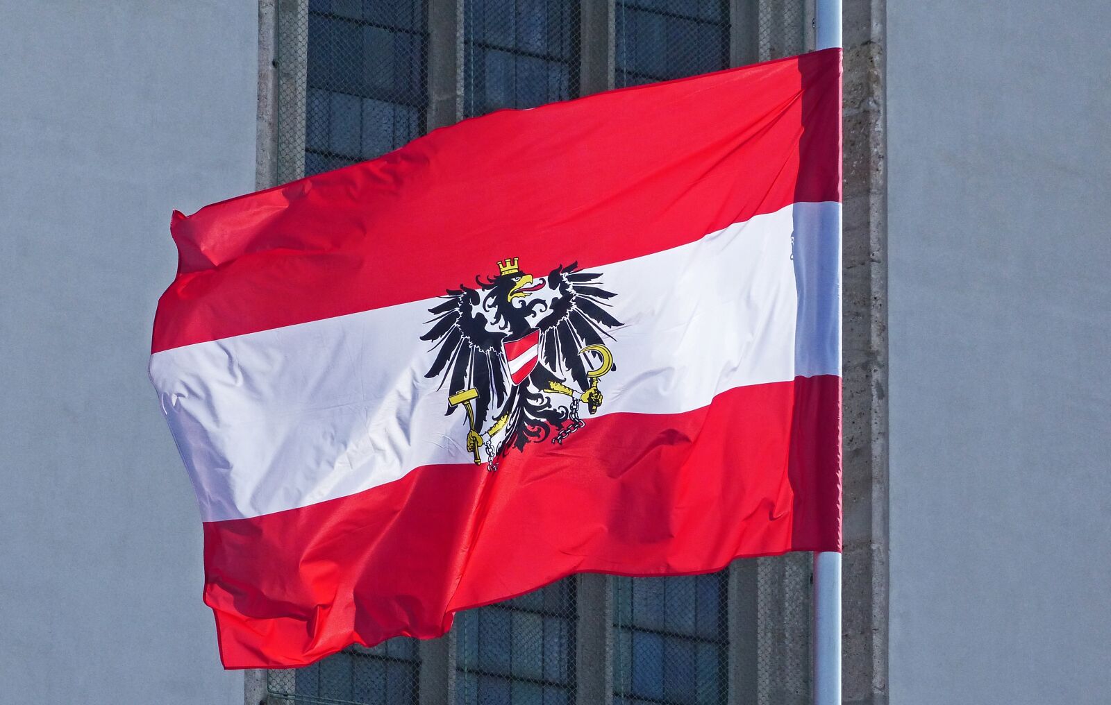 Panasonic Lumix DMC-FZ200 sample photo. Flag, austria flag, austria photography
