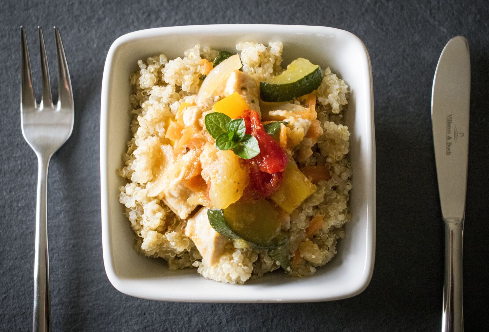 Nikon D5300 sample photo. Quinoa, vegetables, cutlery photography