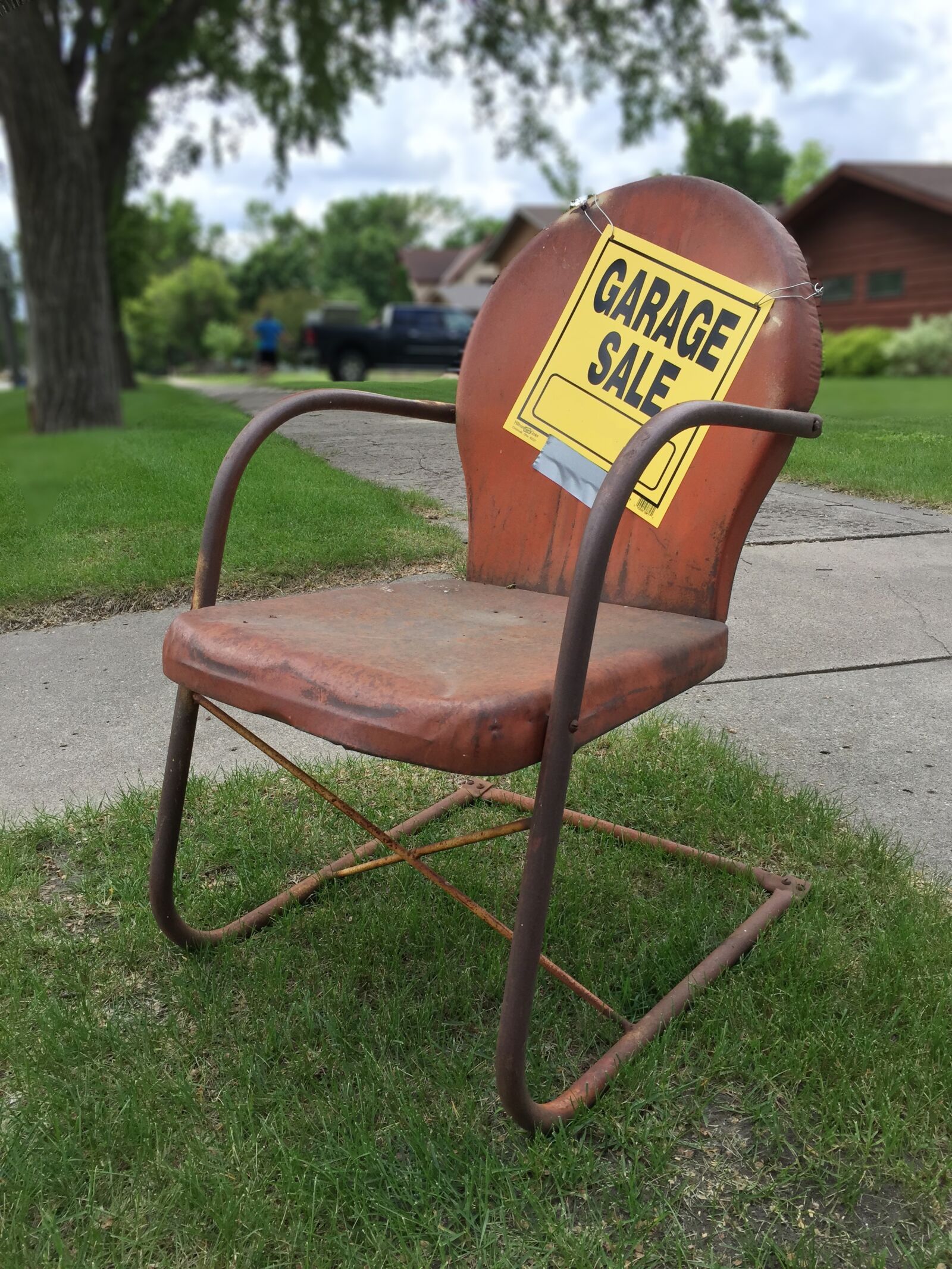 Apple iPhone 6 sample photo. Garage sale sign, rusty photography
