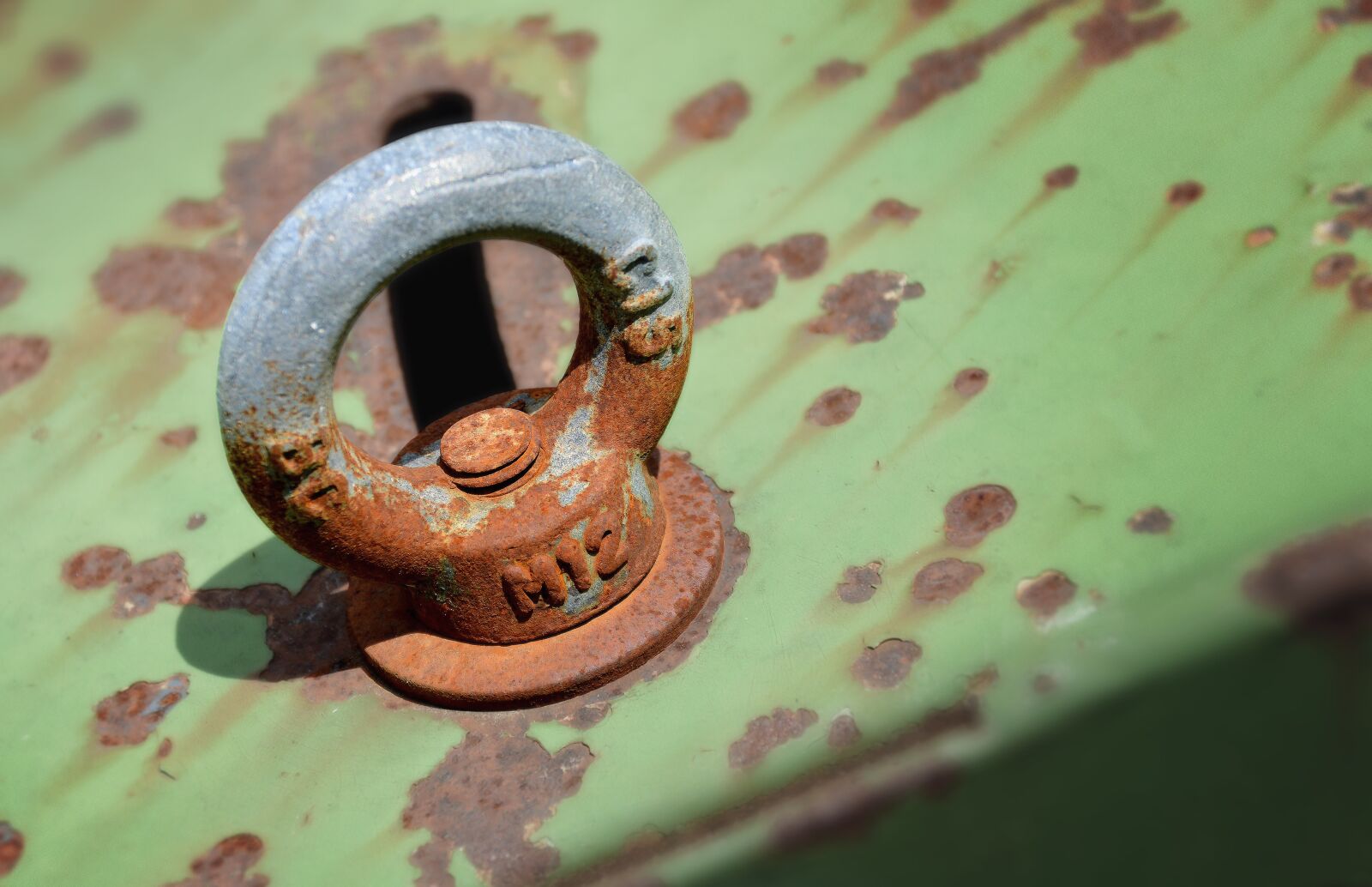 Nikon D3200 sample photo. Rusty, eyelet, fixing photography