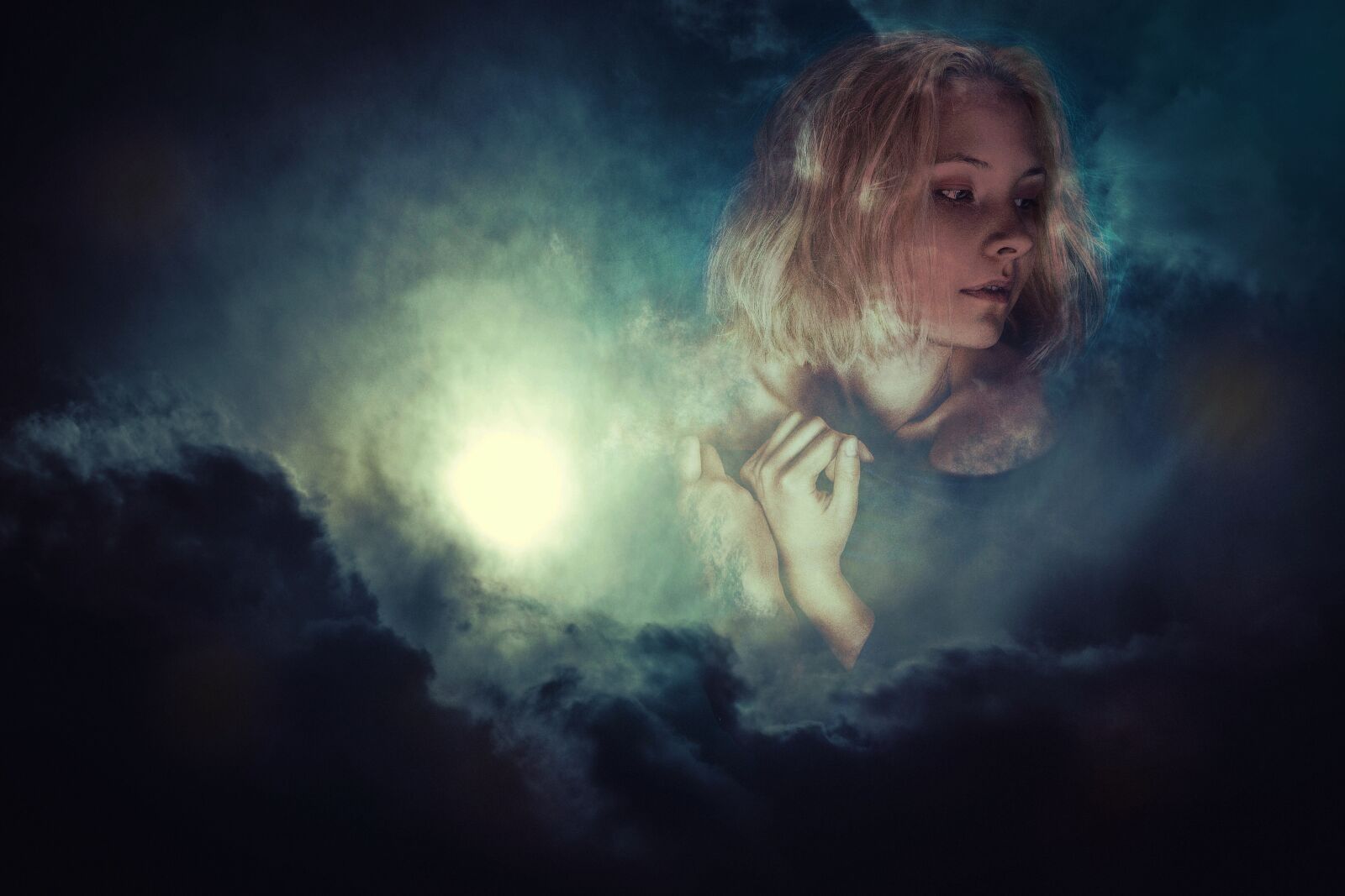 Canon EF 24-105mm F4L IS USM sample photo. Woman, clouds, surreal photography